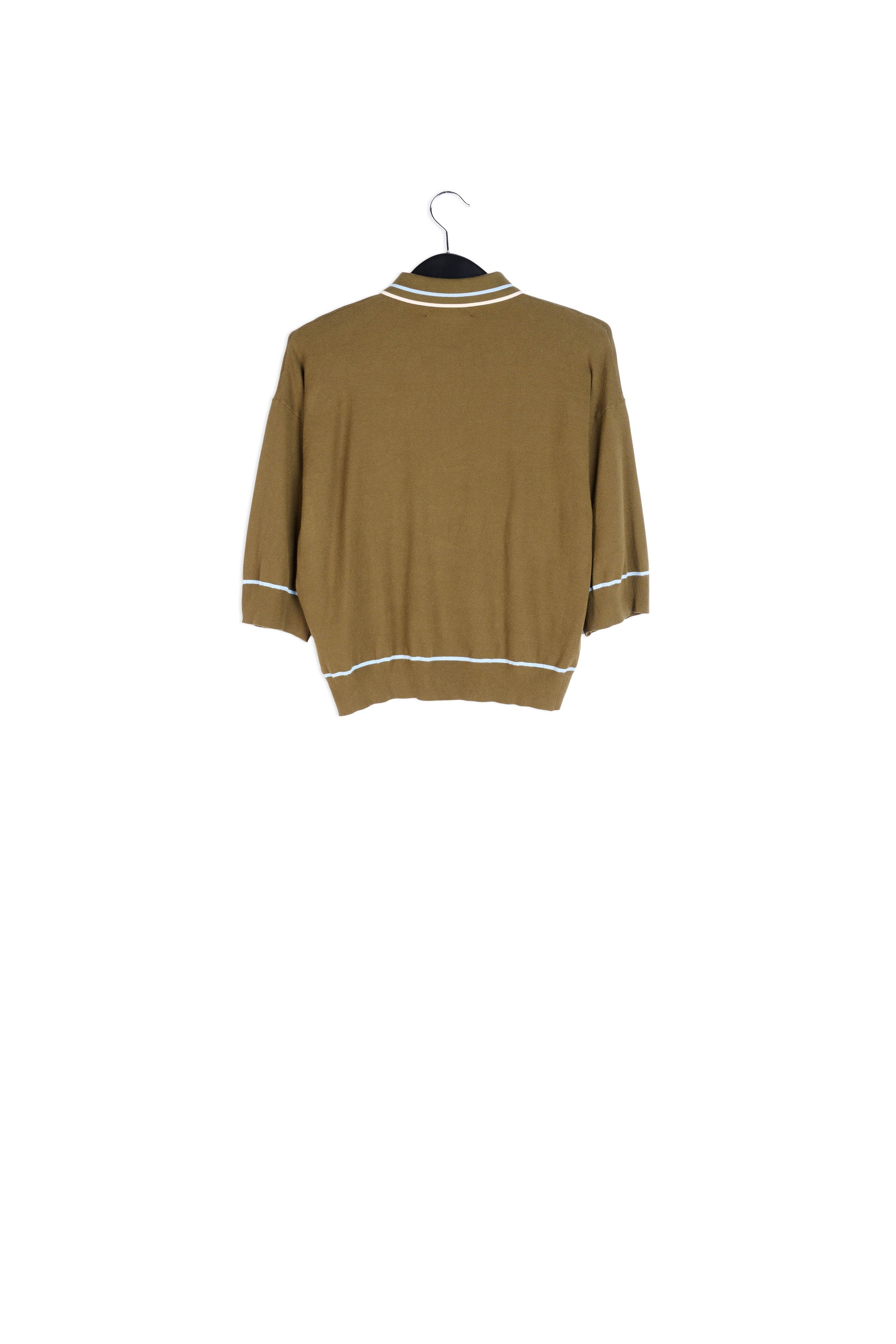 Khaki knitted polo top RE—SSENTIEL | Essentiel second hand