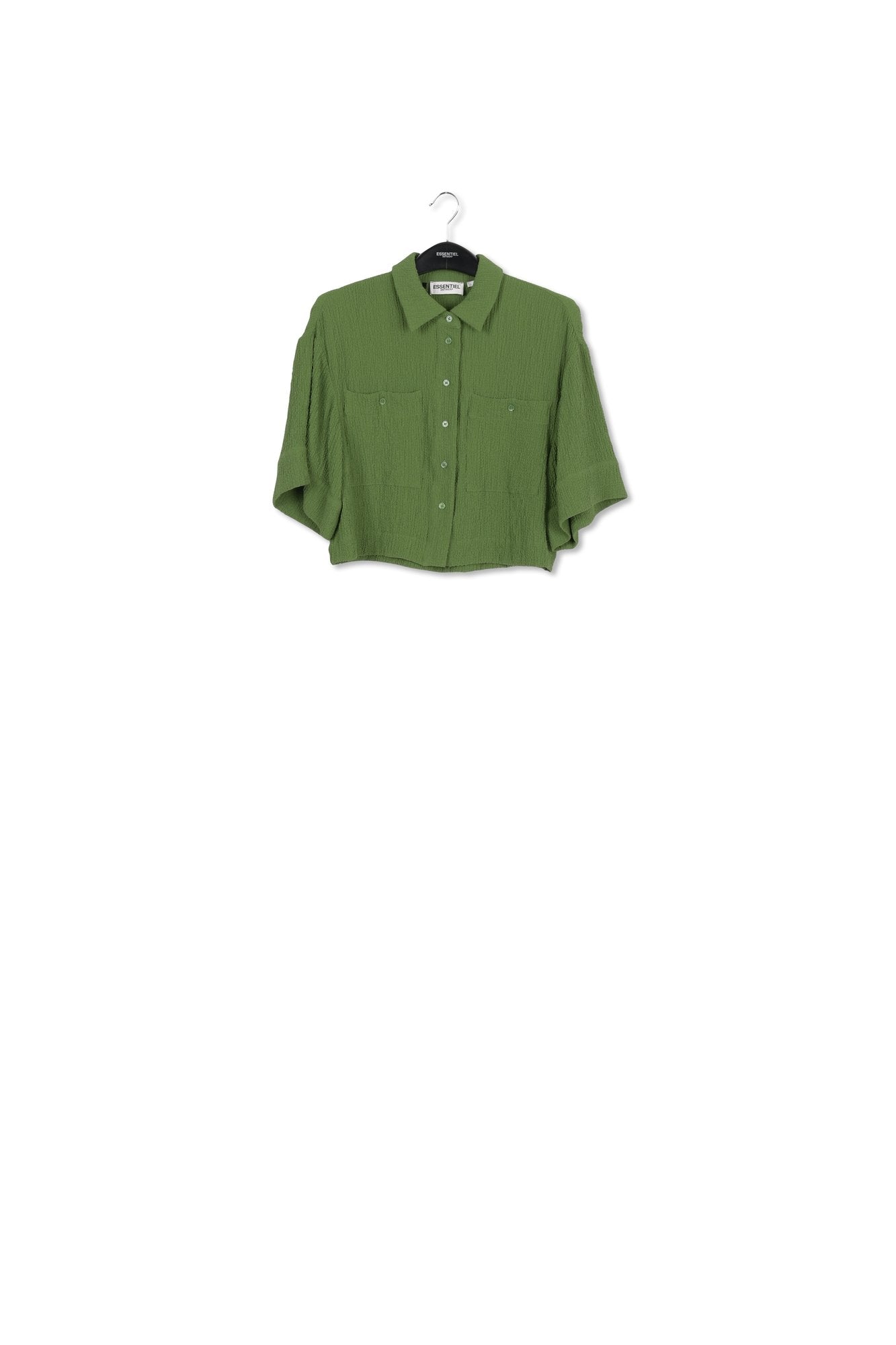 Dark green seersucker cropped shirt RE—SSENTIEL | Essentiel second hand