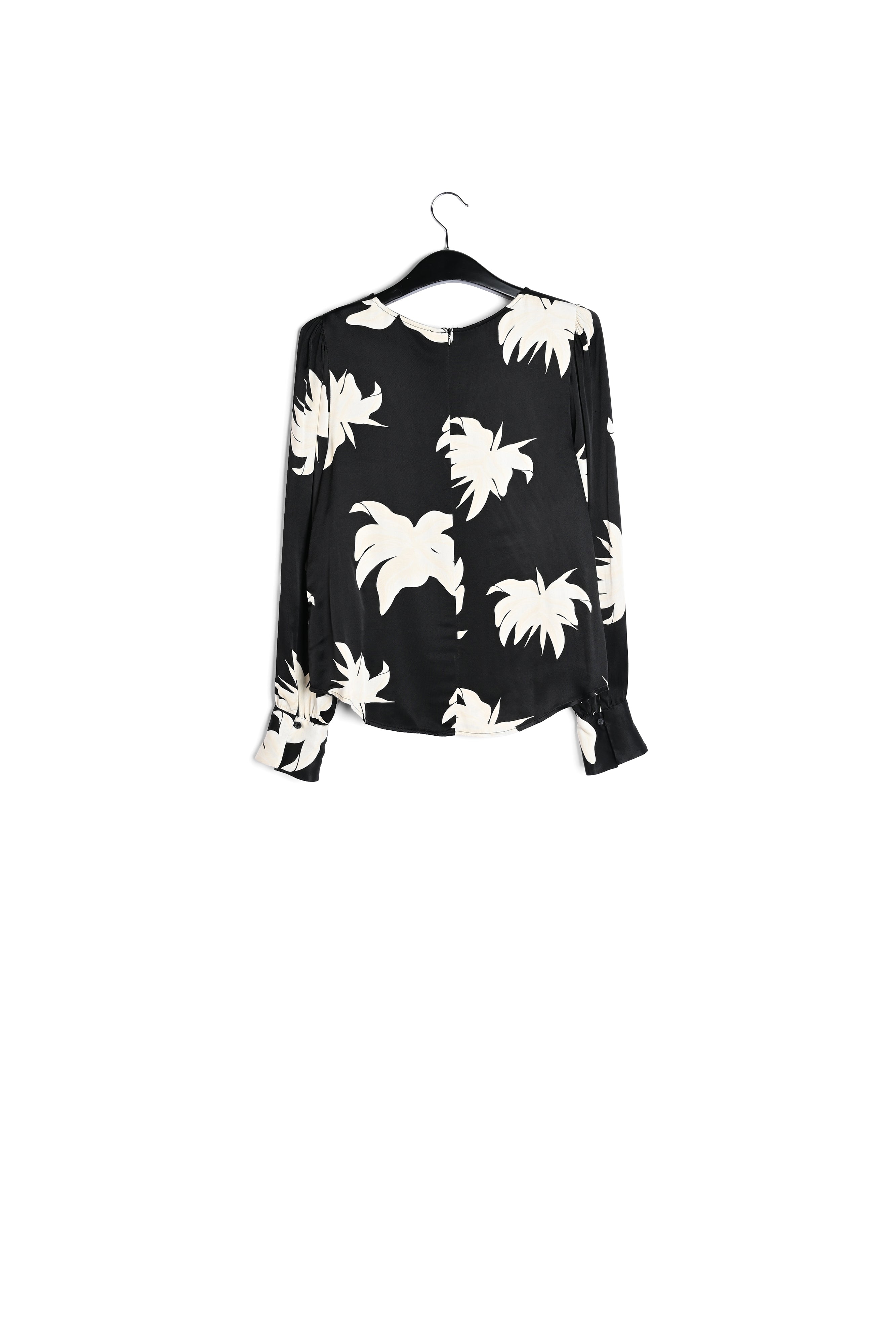 Top met zwart en gebroken witte bloemenprint RE—SSENTIEL | Essentiel second hand
