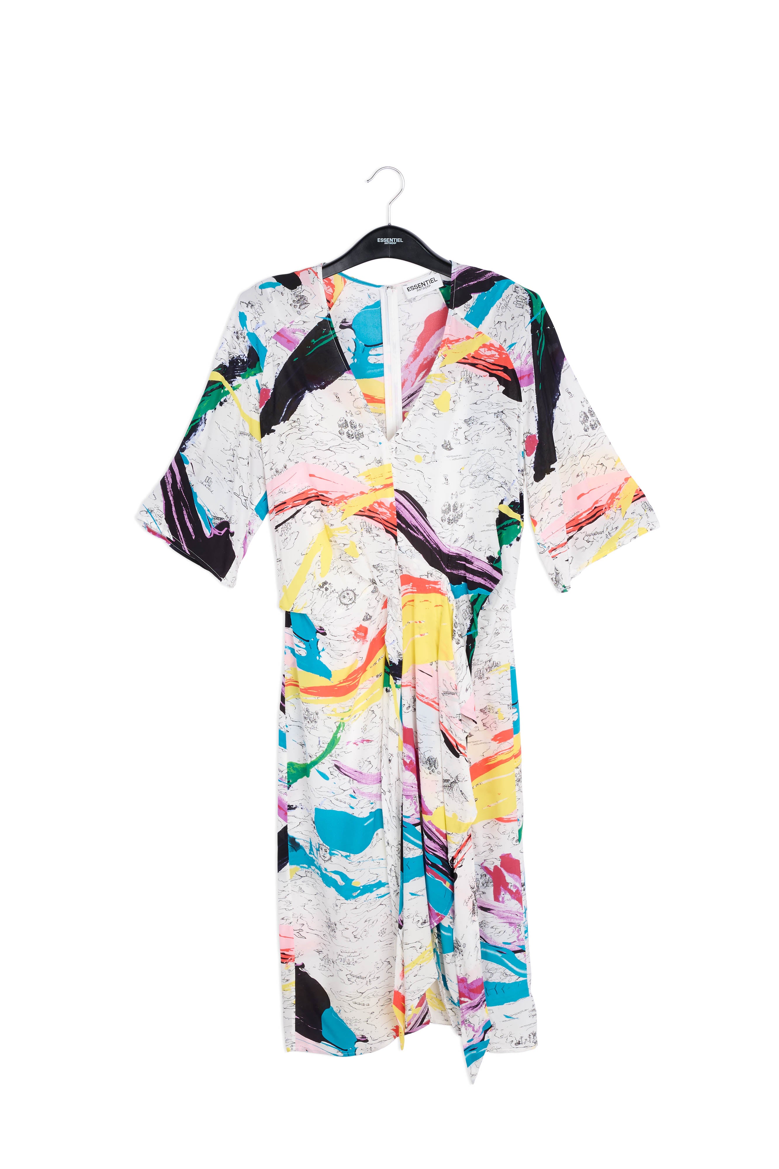 Off-white midi dress with colorful splatters RE—SSENTIEL | Essentiel second hand