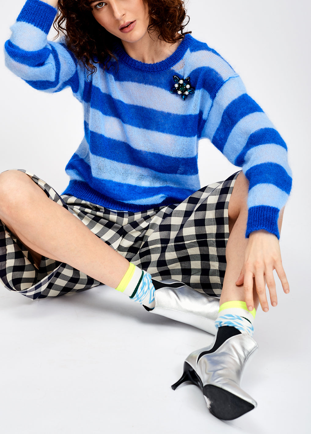 Blue striped light knit sweater RE—SSENTIEL | Essentiel second hand