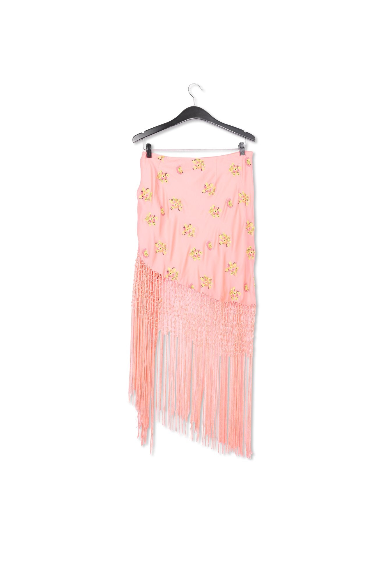 Peach embroidered front-tie mini skirt with fringes RE—SSENTIEL | Essentiel second hand