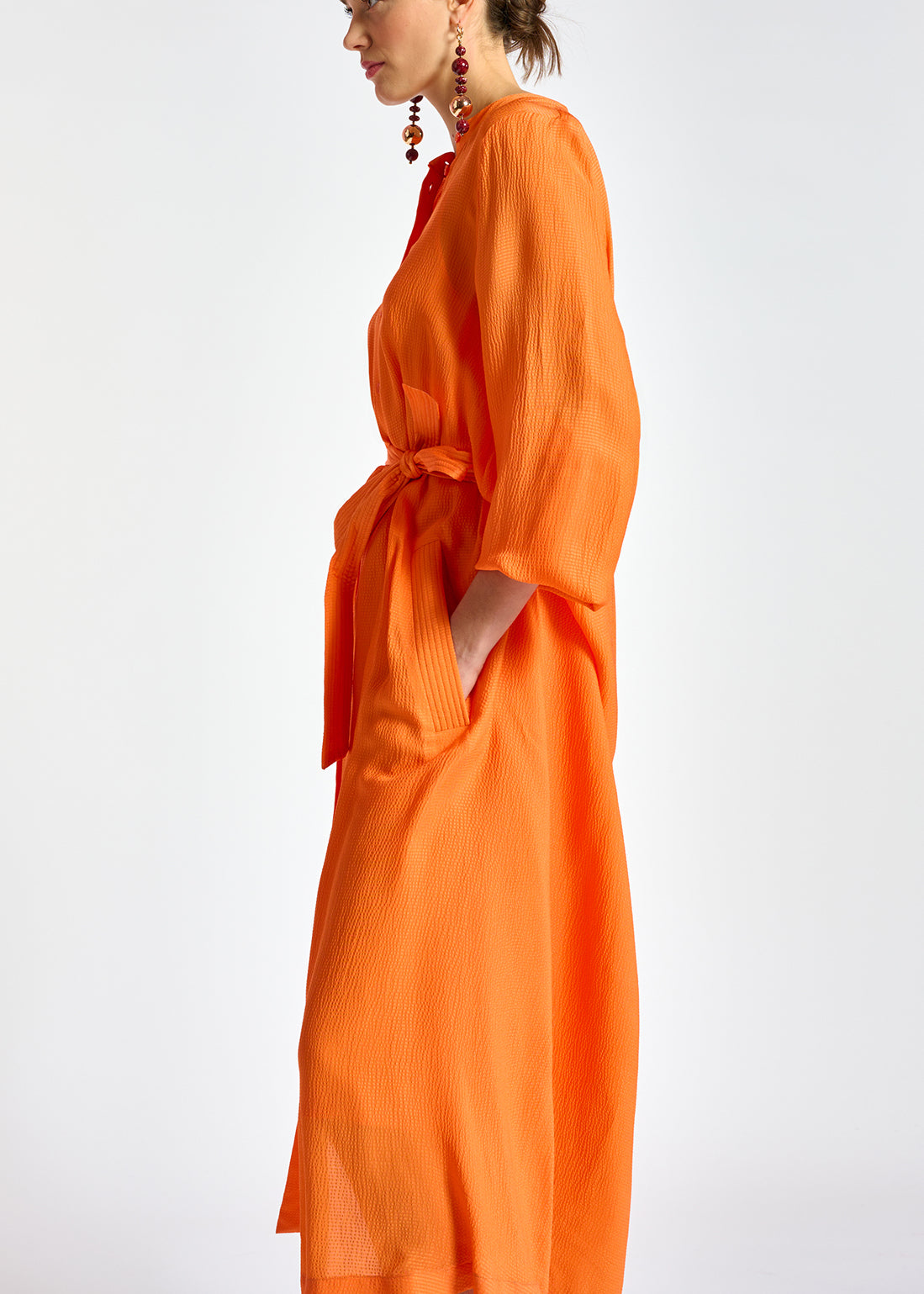 Orange midi-length shirt dress RE—SSENTIEL | Essentiel second hand