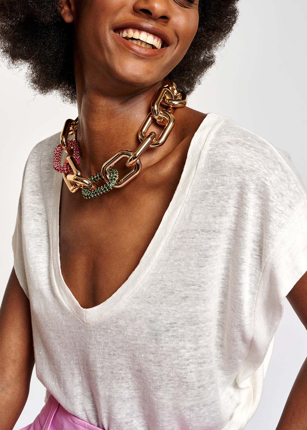 Off-white linen V-neck T-Shirt RE—SSENTIEL | Essentiel second hand