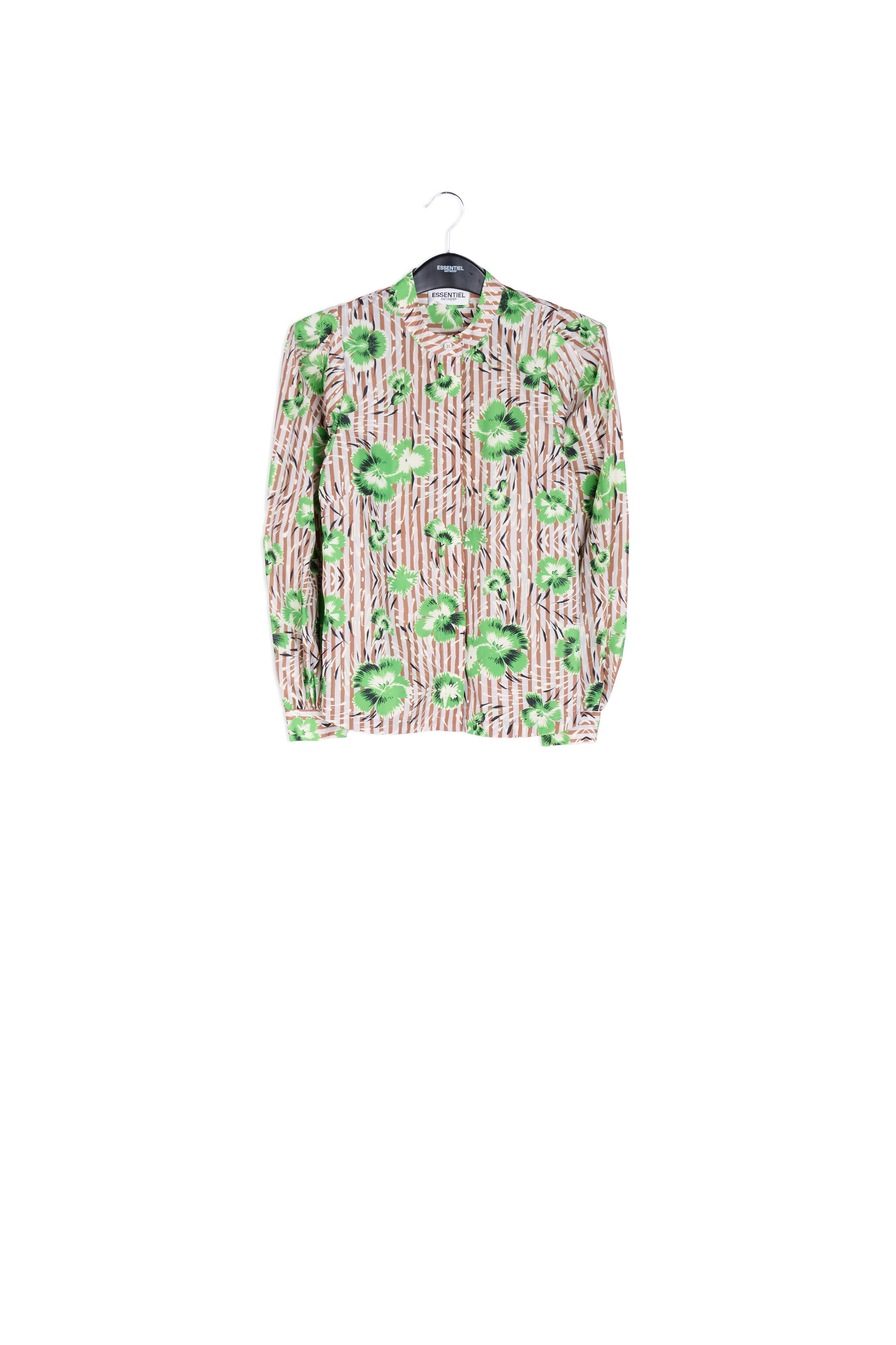 Green puffed-sleeve top RE—SSENTIEL | Essentiel second hand