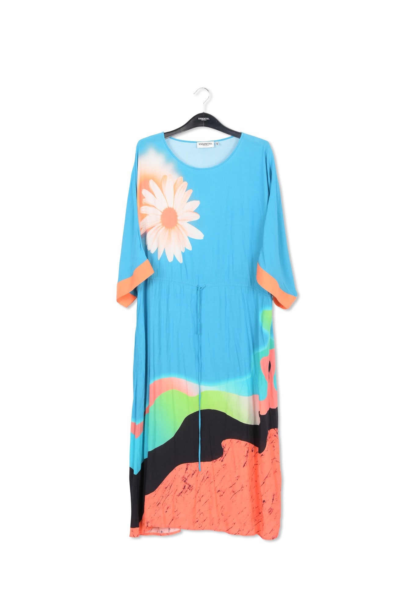 Robe midi bleue à imprimé multicolore RE—SSENTIEL | Essentiel second hand