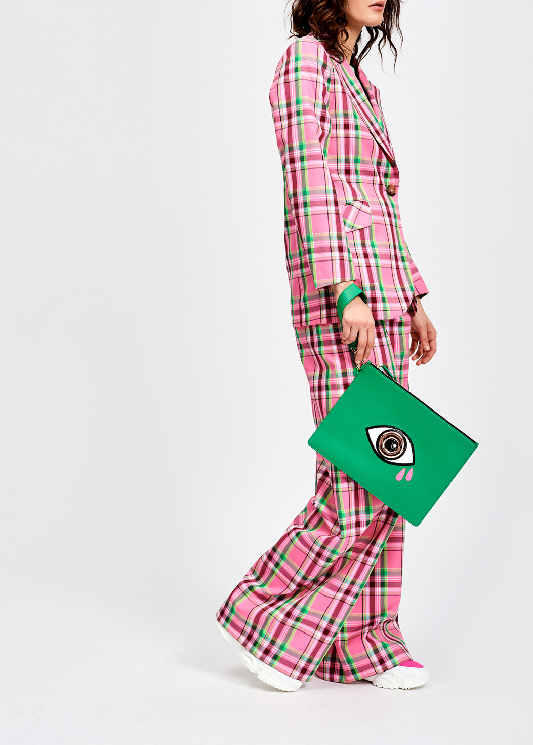 Pink plaid pattern blazer RE—SSENTIEL | Essentiel second hand