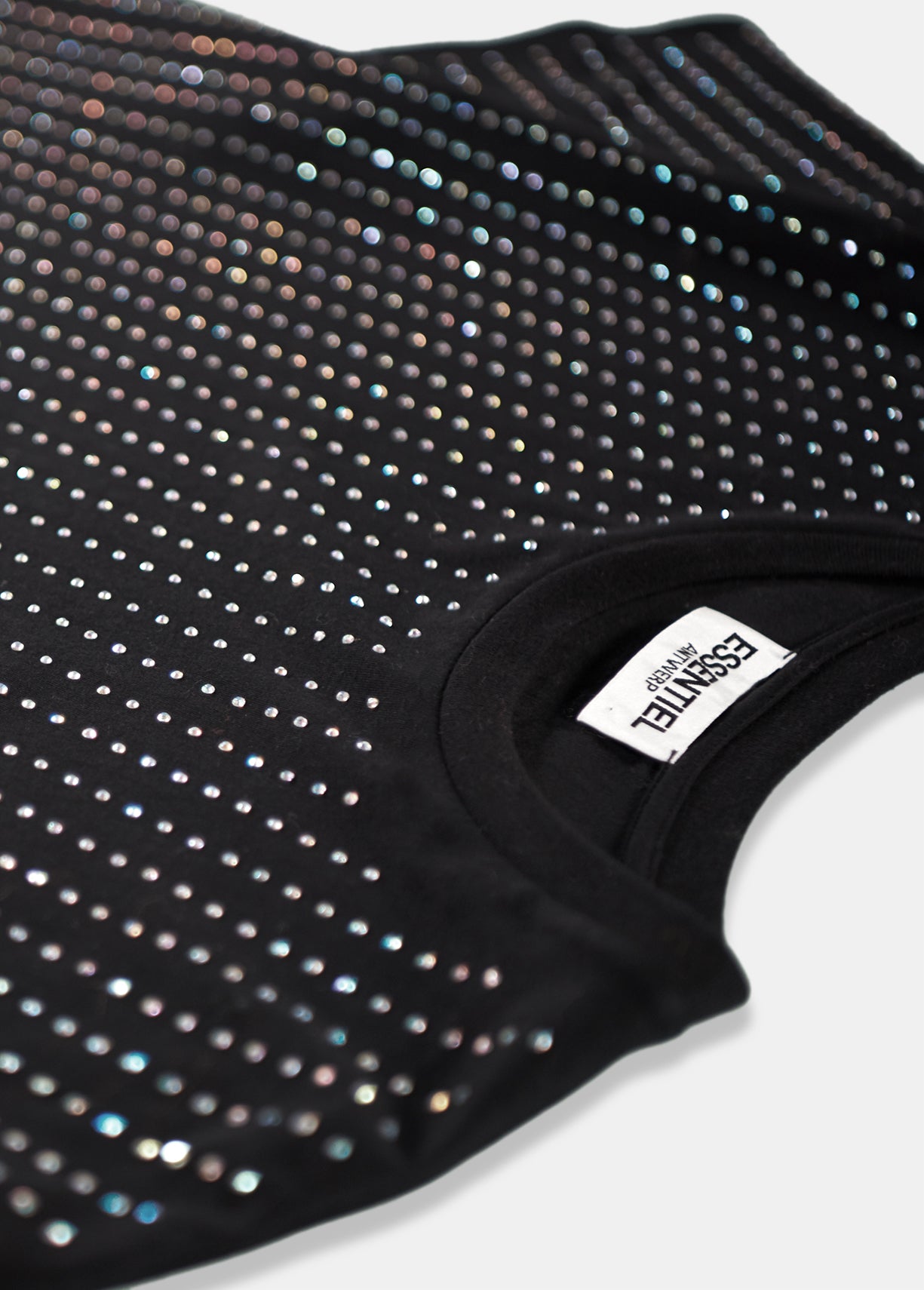 Black rhinestone-embellished cotton T-shirt RE—SSENTIEL | Essentiel second hand