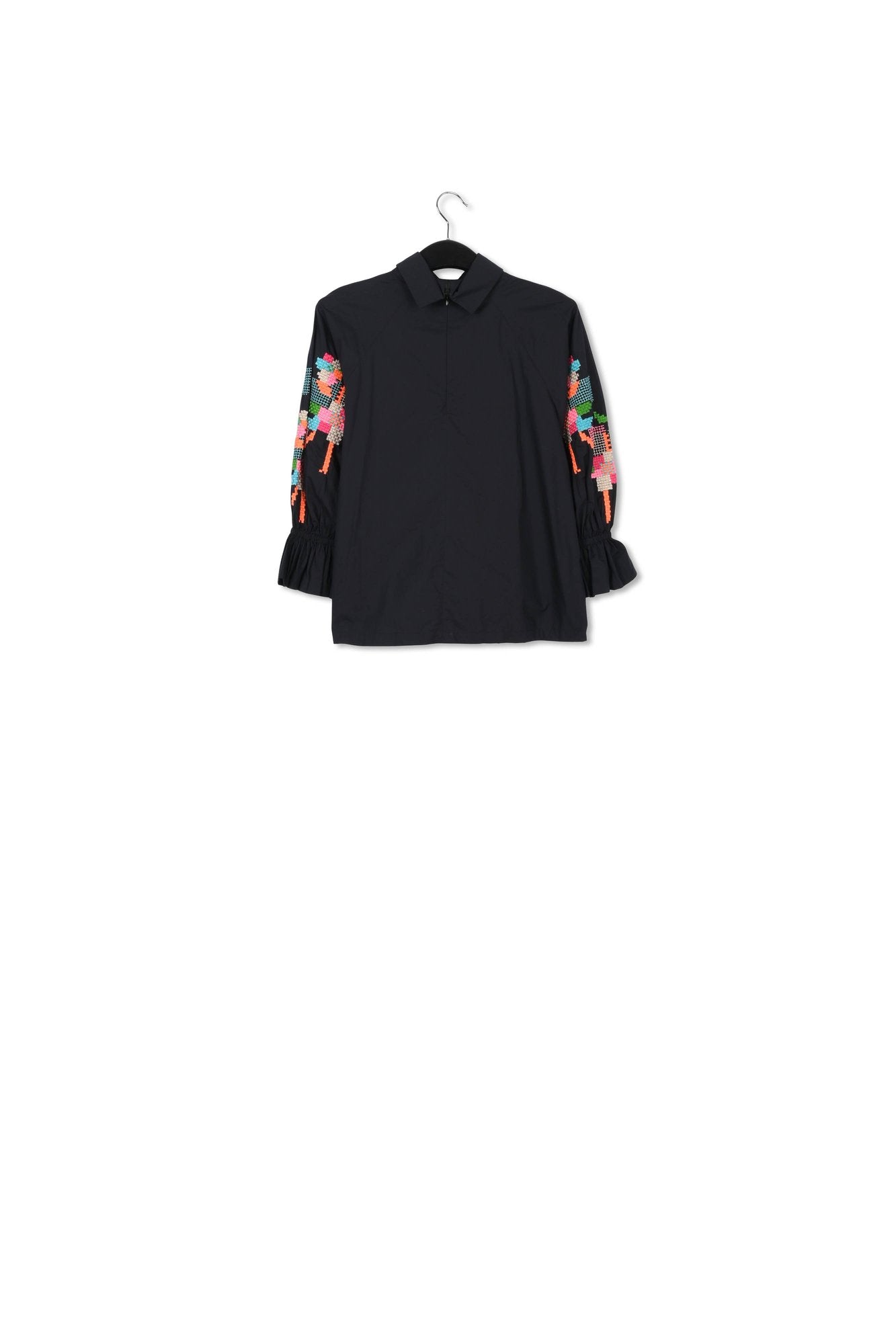 Black cotton top with stand-up collar RE—SSENTIEL | Essentiel second hand