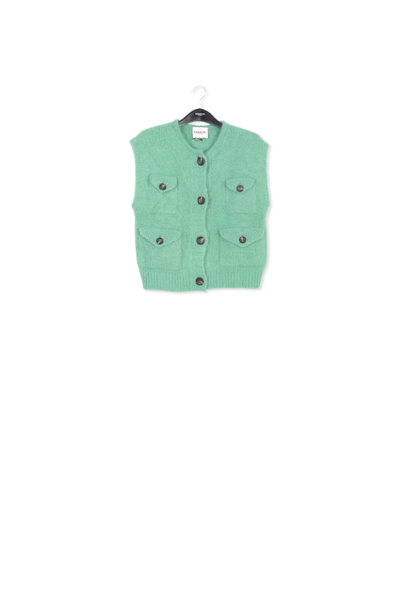 Teal sleeveless mohair-blend cardigan RE—SSENTIEL | Essentiel second hand