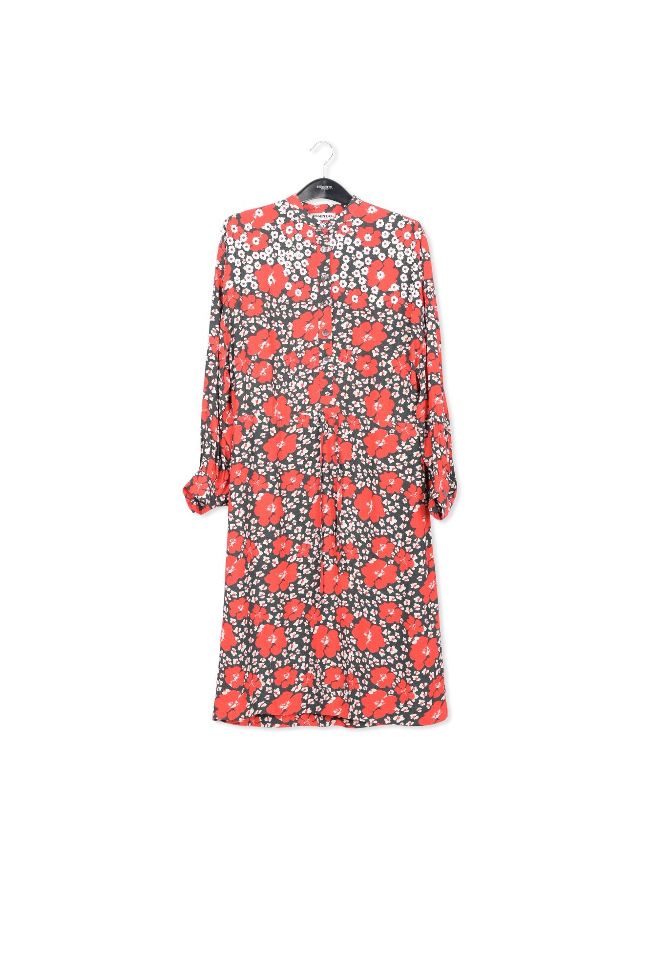 Robe midi à  imprimé fleuri bleu, rouge et blanc RE—SSENTIEL | Essentiel second hand