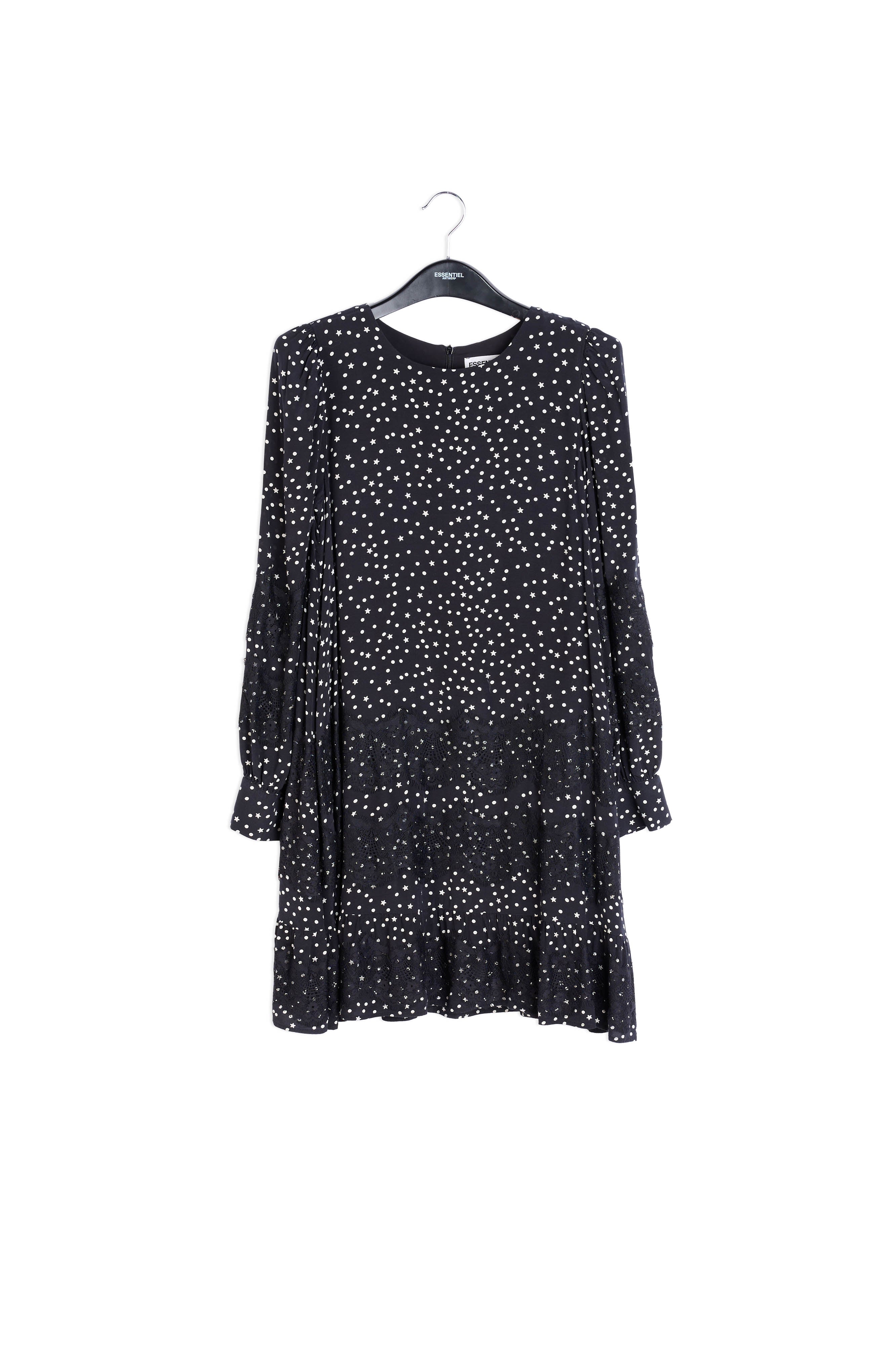 Black lace-trimmed mini dress RE—SSENTIEL | Essentiel second hand