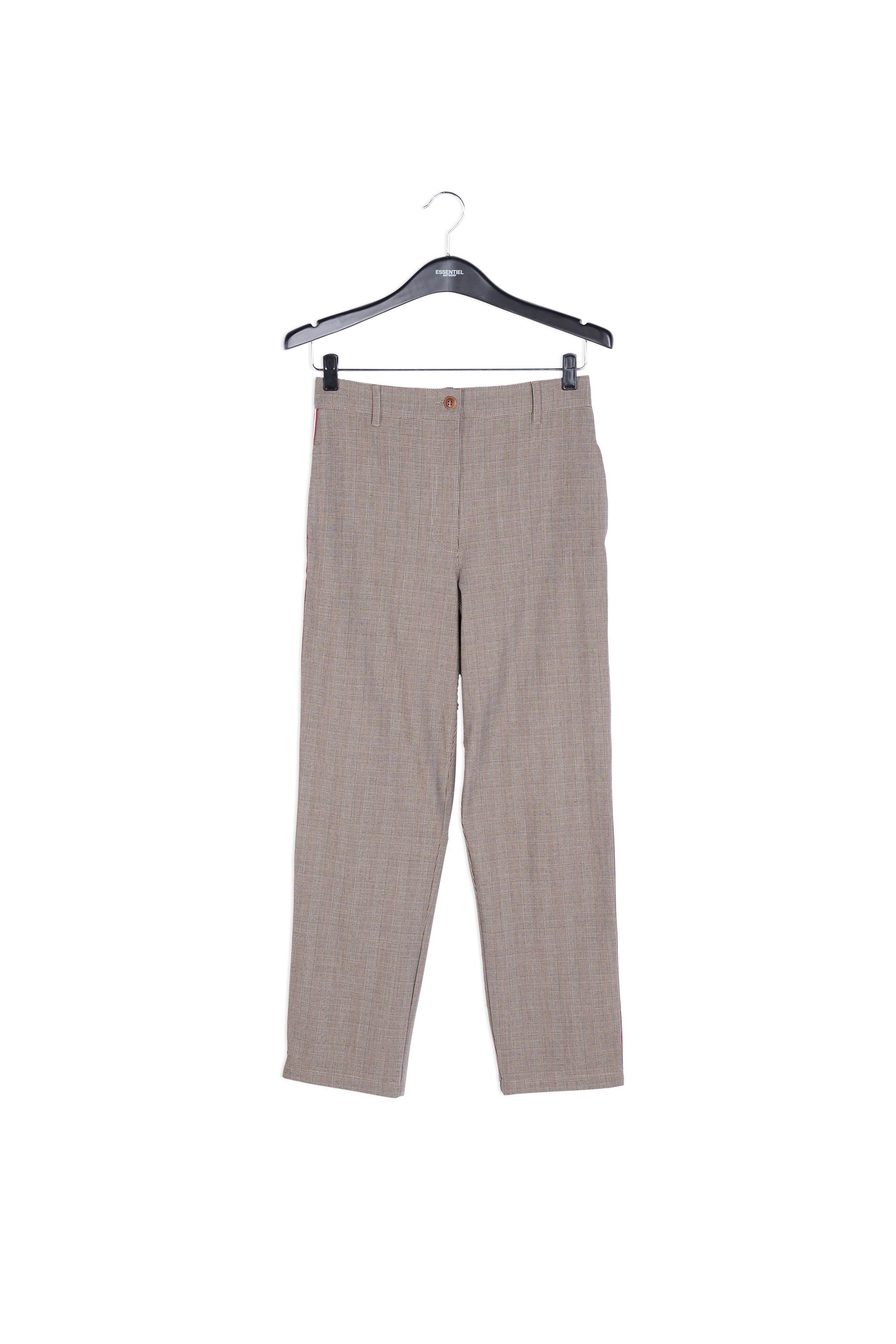 Pantalon gris clair à carreaux RE—SSENTIEL | Essentiel second hand