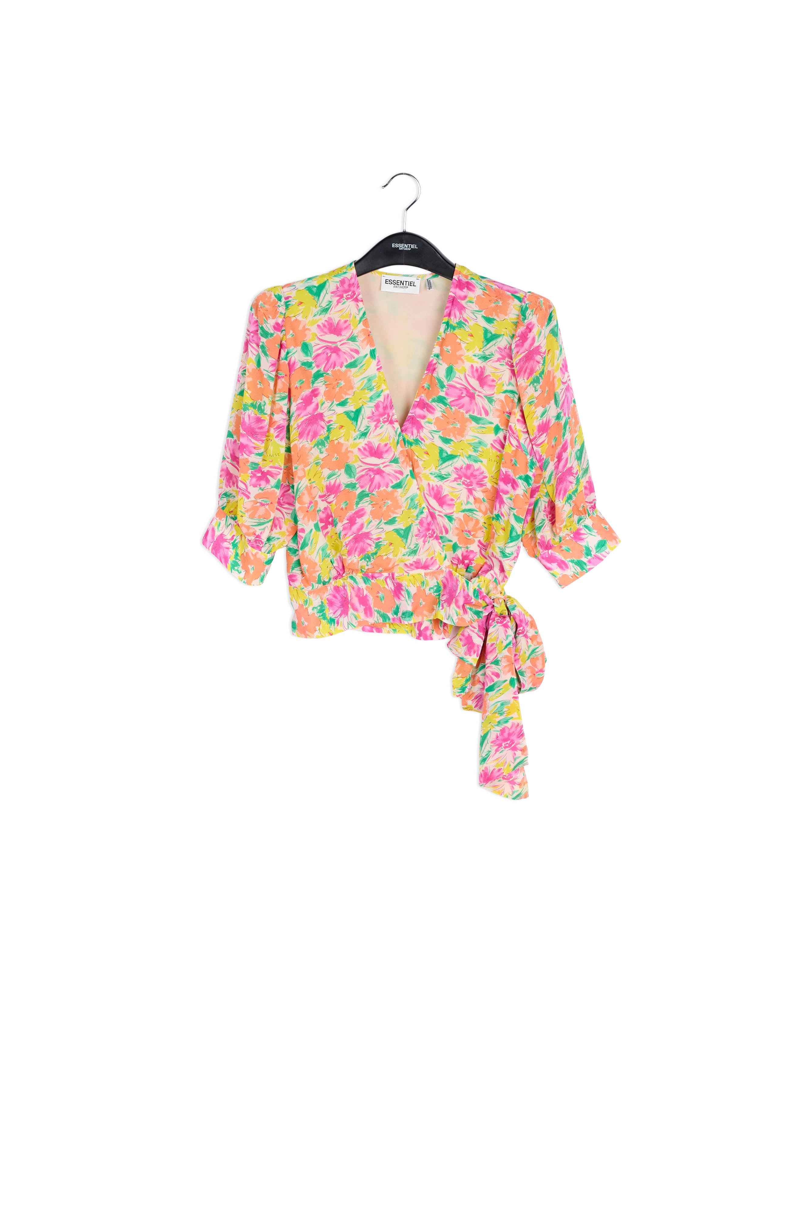 Multicolored floral-print wrap top RE—SSENTIEL | Essentiel second hand