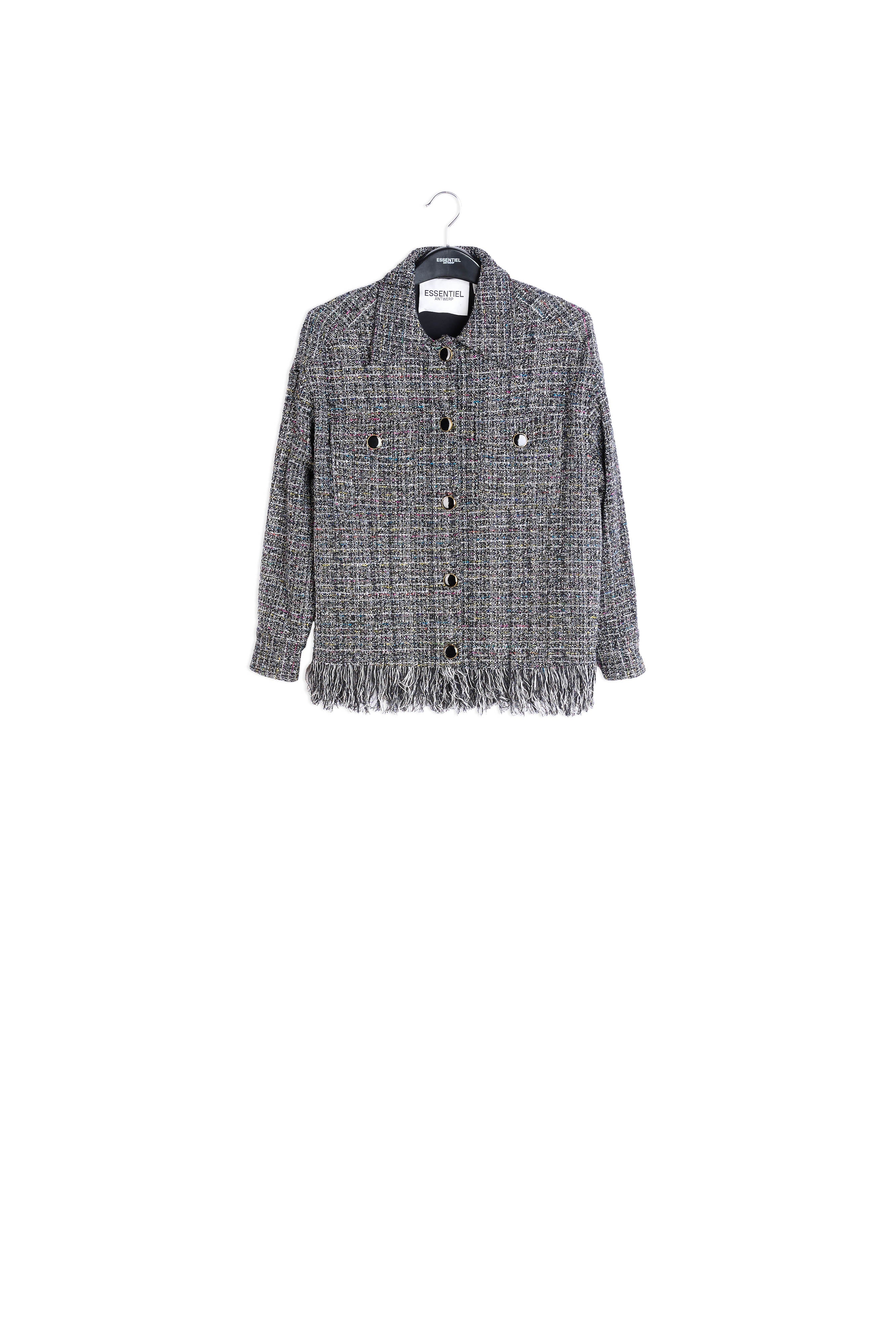 Veste à carreaux noire avec franges RE—SSENTIEL | Essentiel second hand