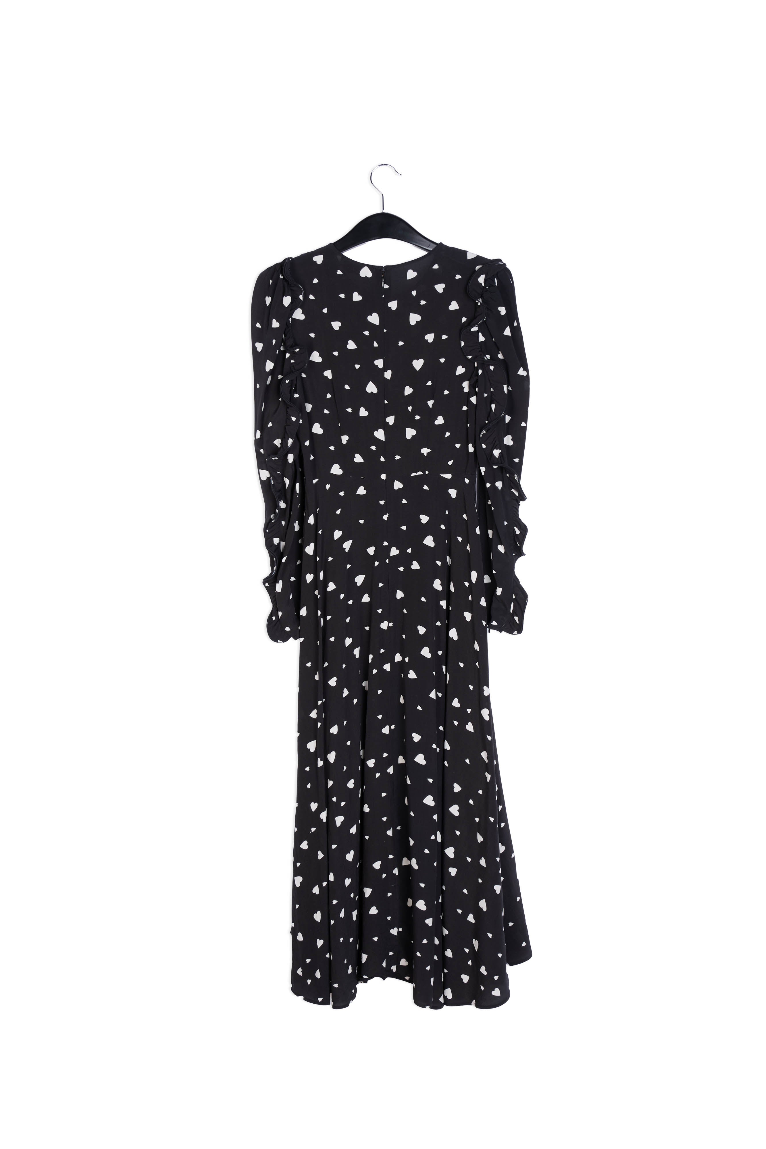 Black heart-print maxi dress with ruffle details RE—SSENTIEL | Essentiel second hand