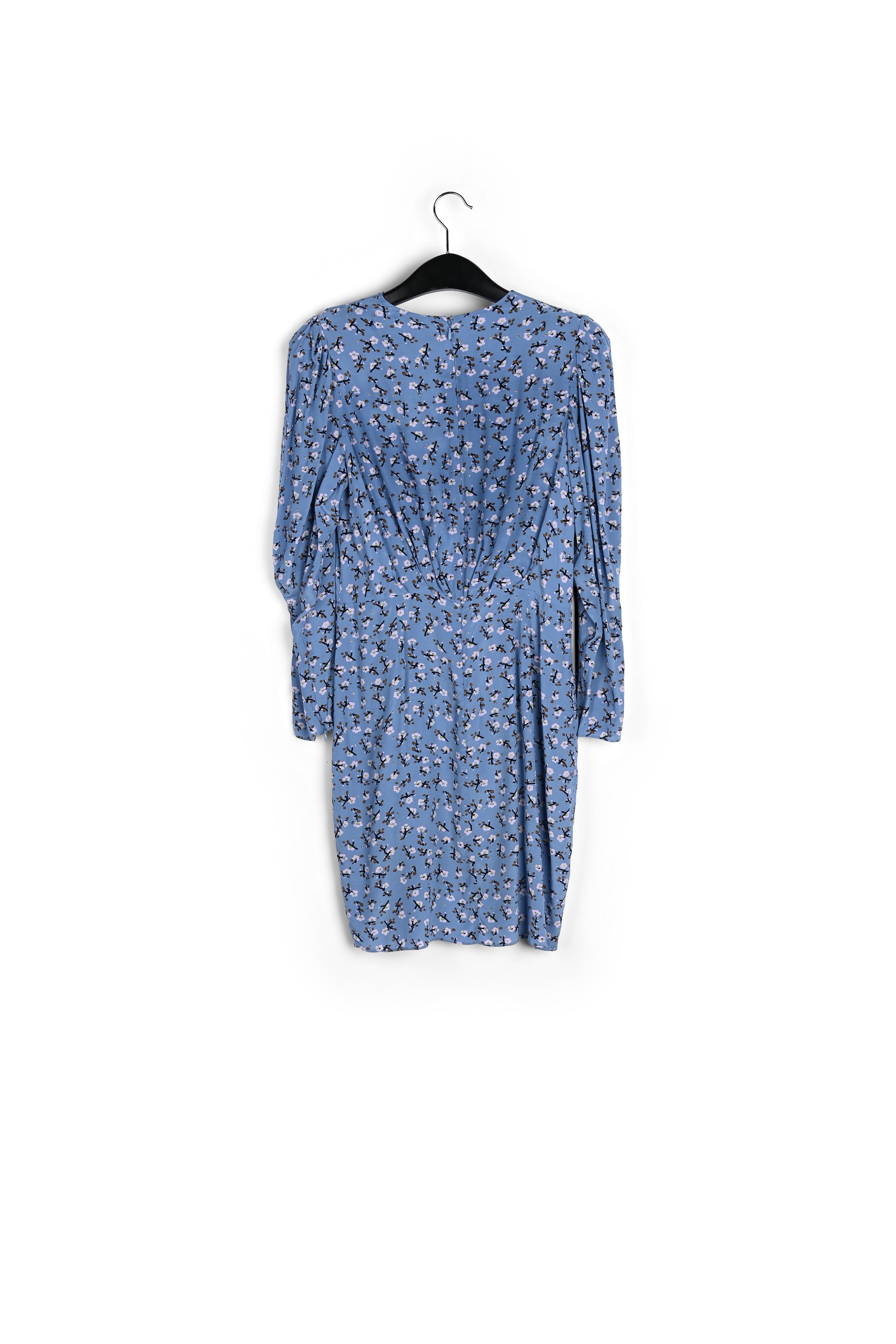 Blauwe mini-wikkeljurk met bloemenprint RE—SSENTIEL | Essentiel second hand