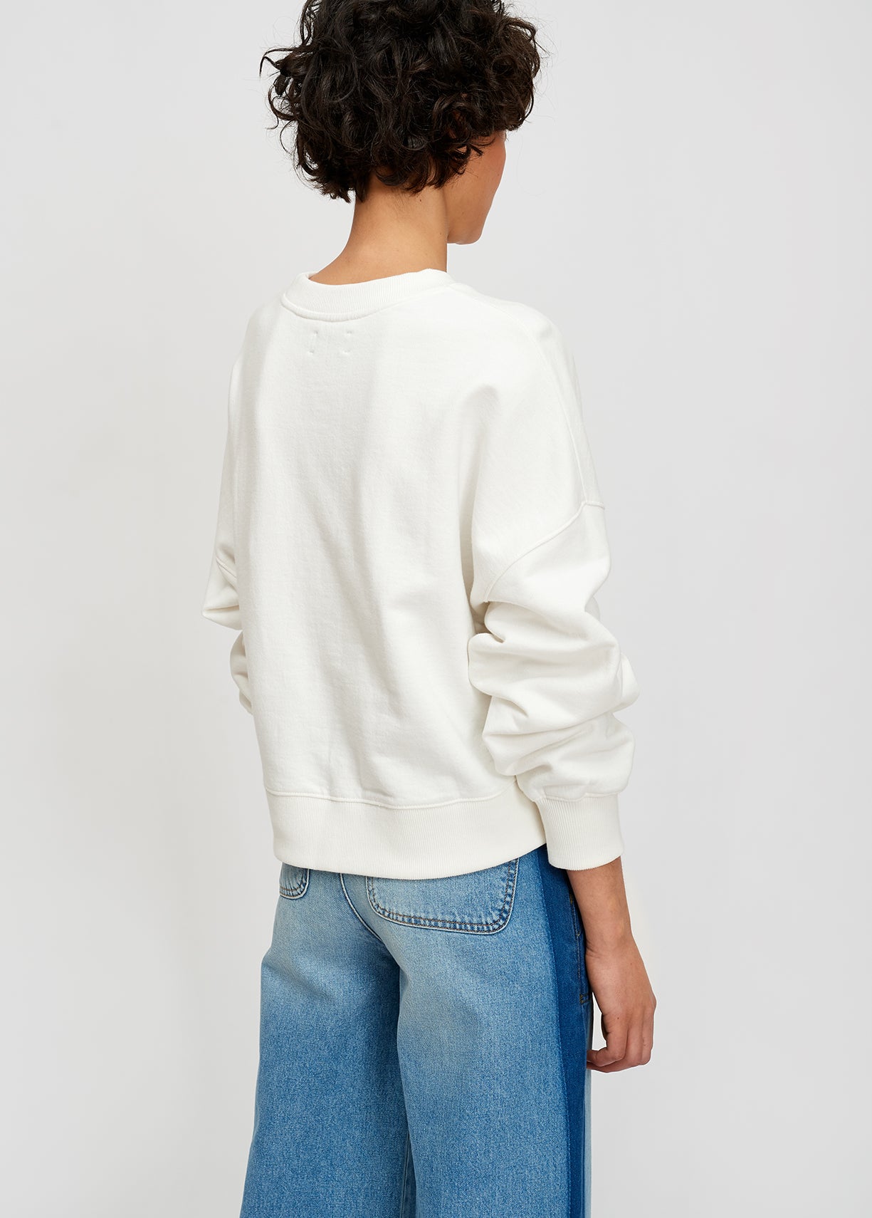 Embroidered off-white cotton-jersey sweatshirt RE—SSENTIEL | Essentiel second hand