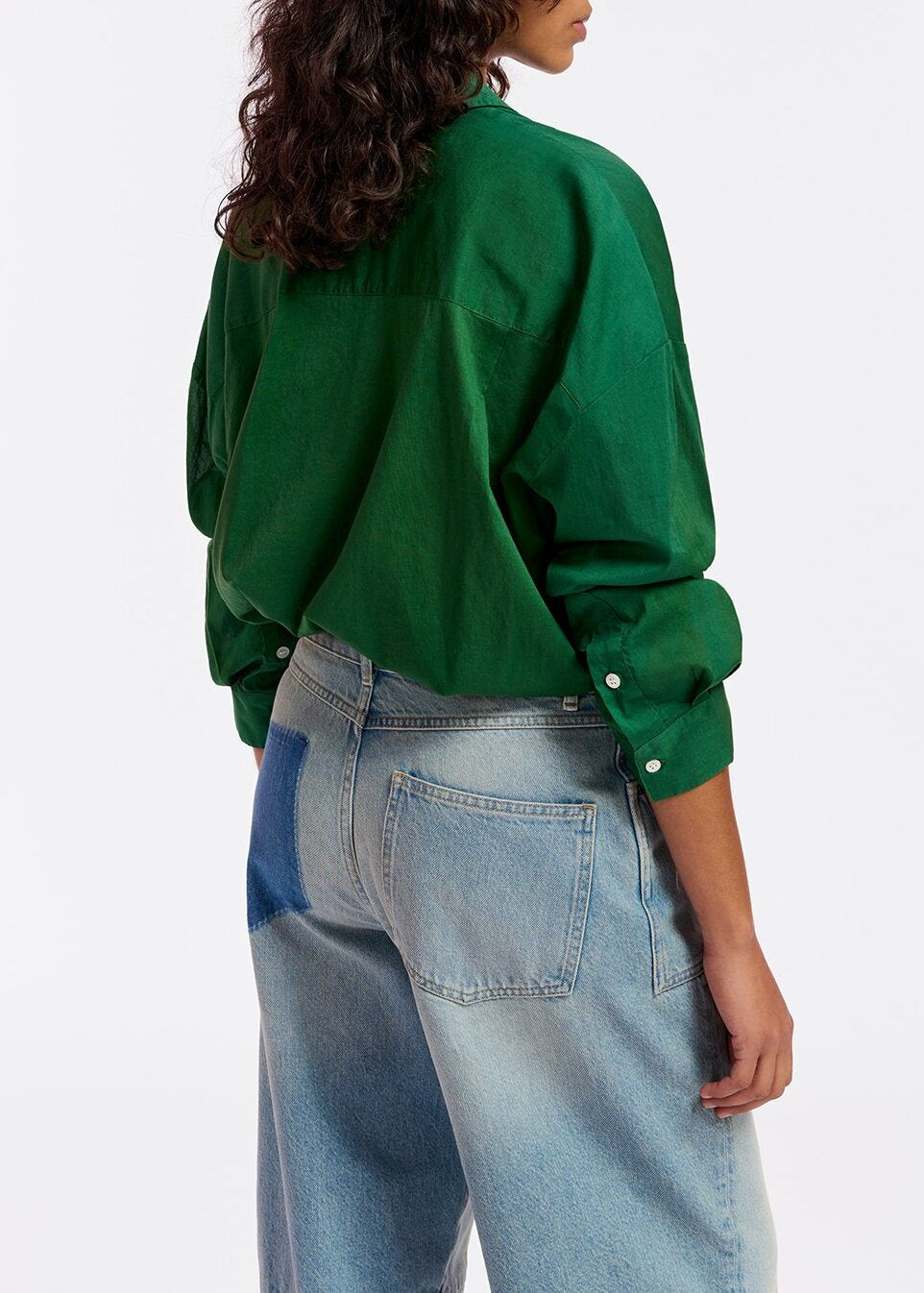 Dark green oversized cotton-voile shirt RE—SSENTIEL | Essentiel second hand