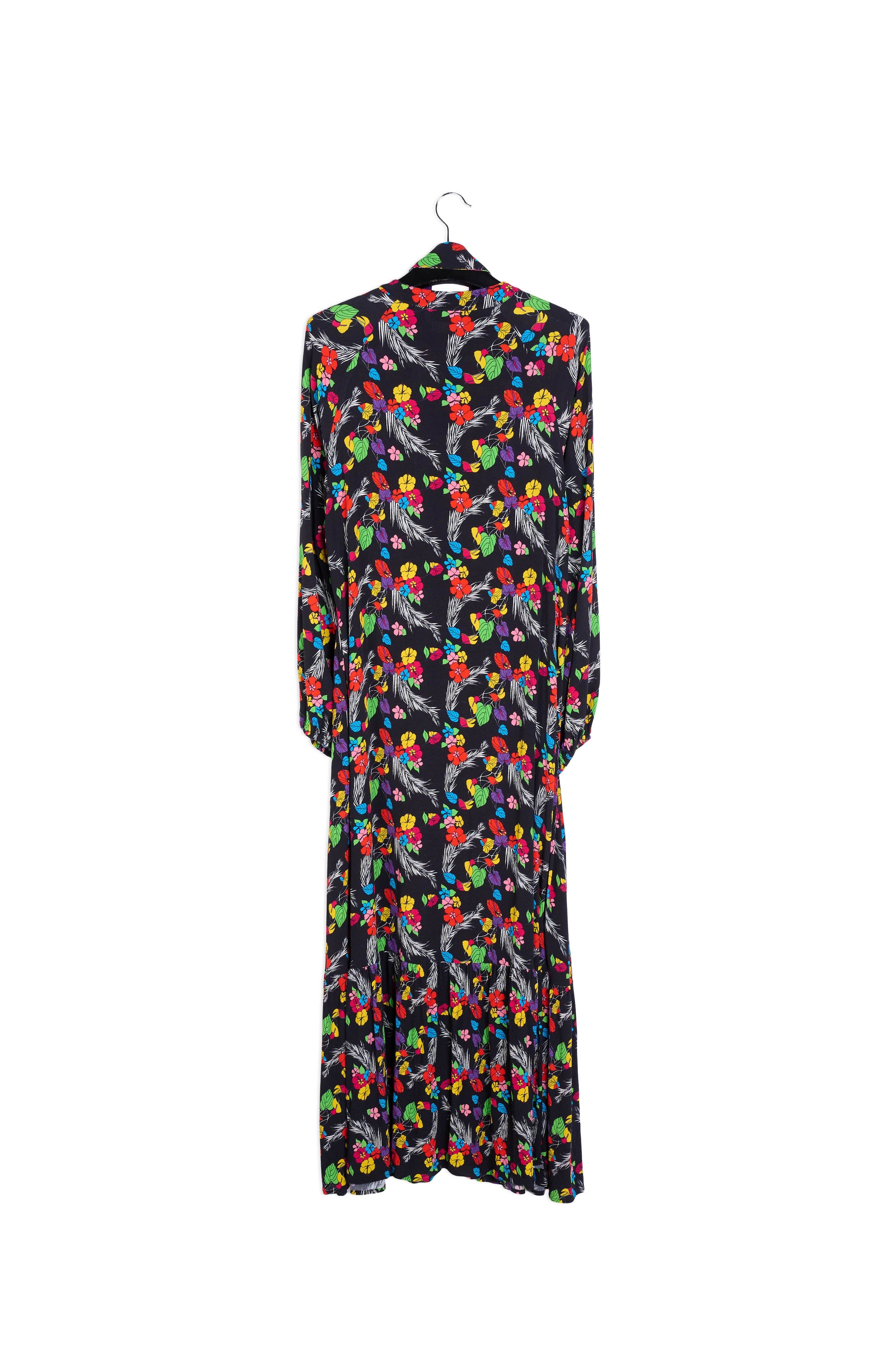 Black tropical print maxi dress RE—SSENTIEL | Essentiel second hand