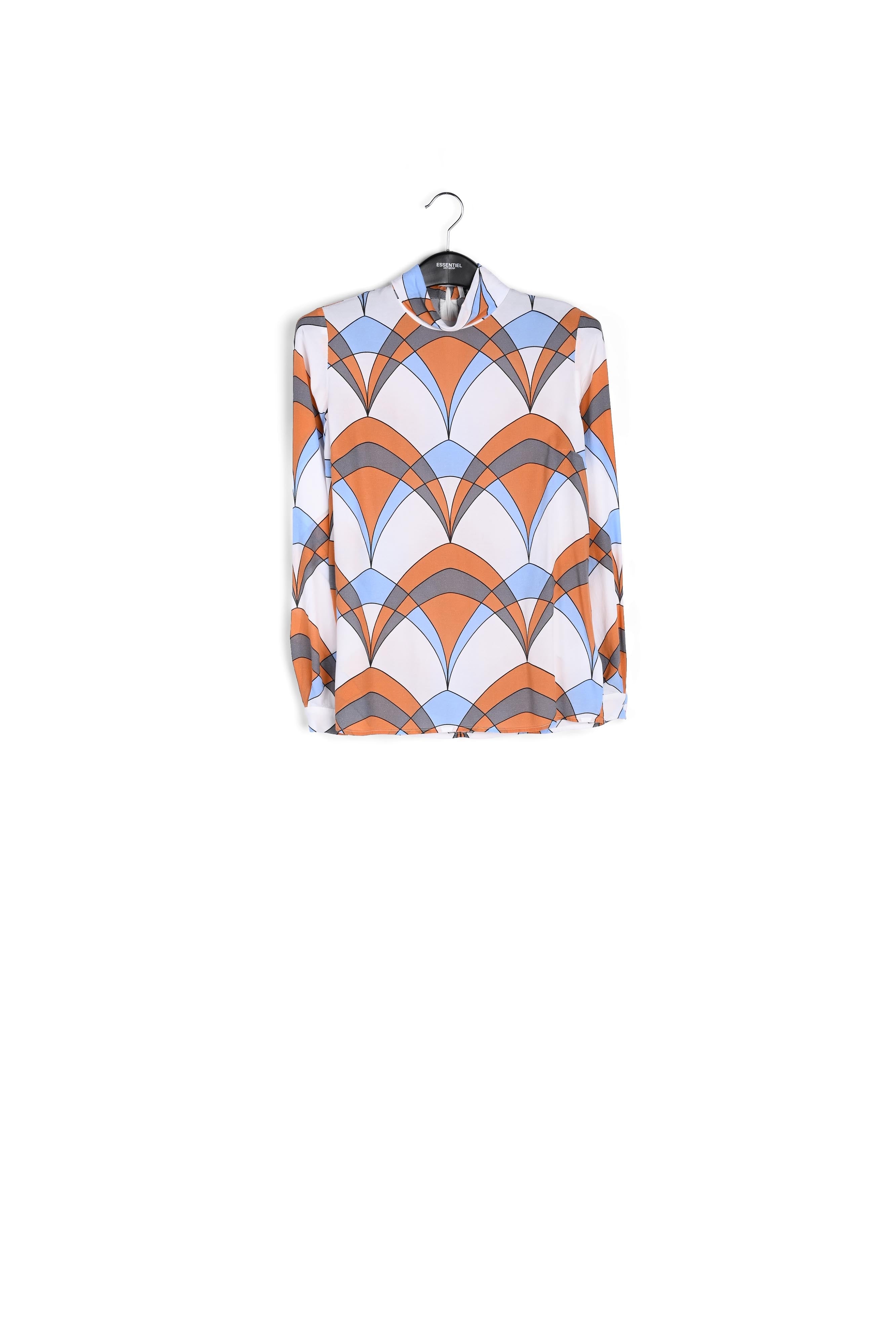 Lichtblauwe blouse met grafische print RE—SSENTIEL | Essentiel second hand