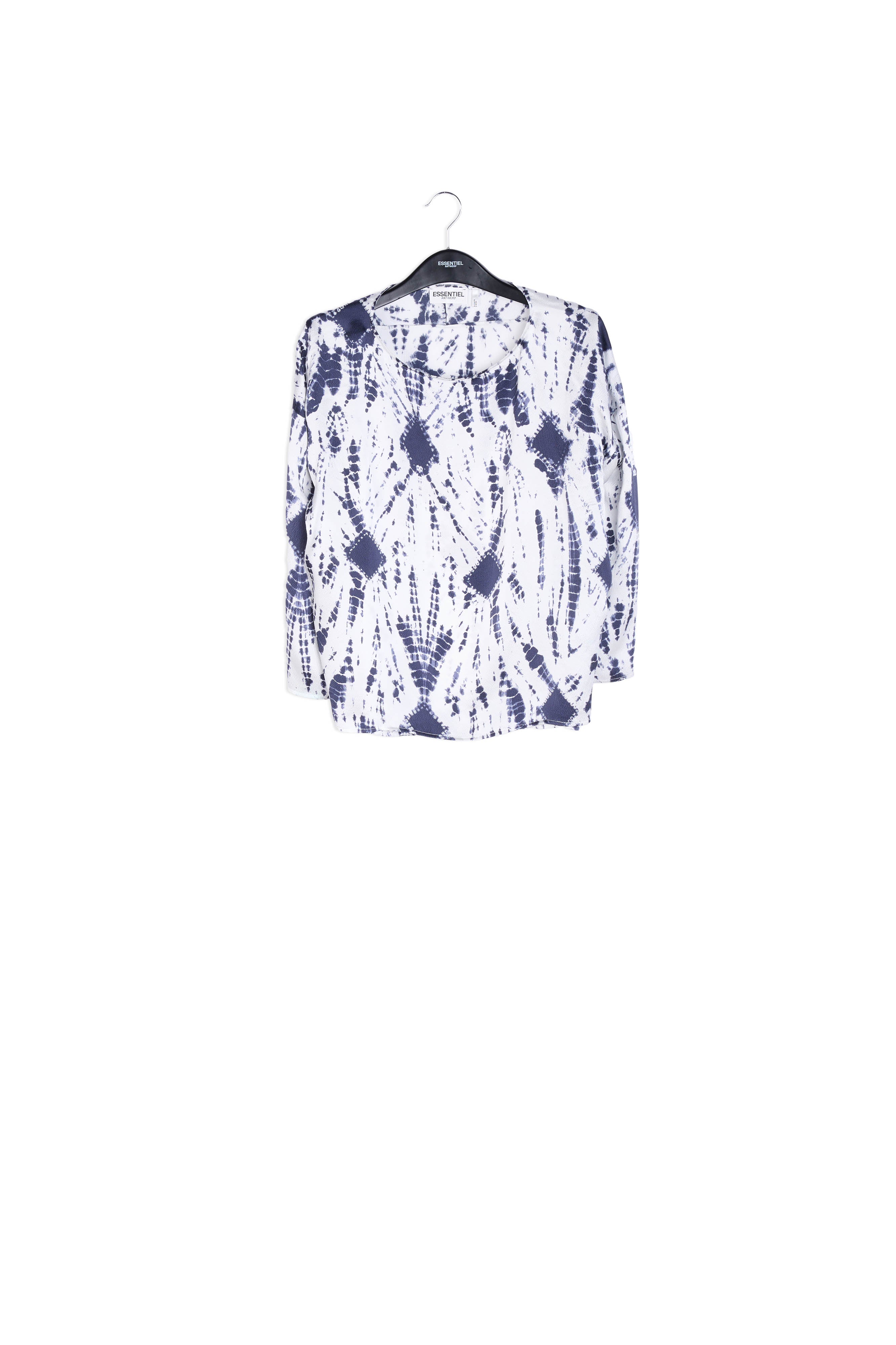 Off-white and dark blue tie-dyed silk top RE—SSENTIEL | Essentiel second hand