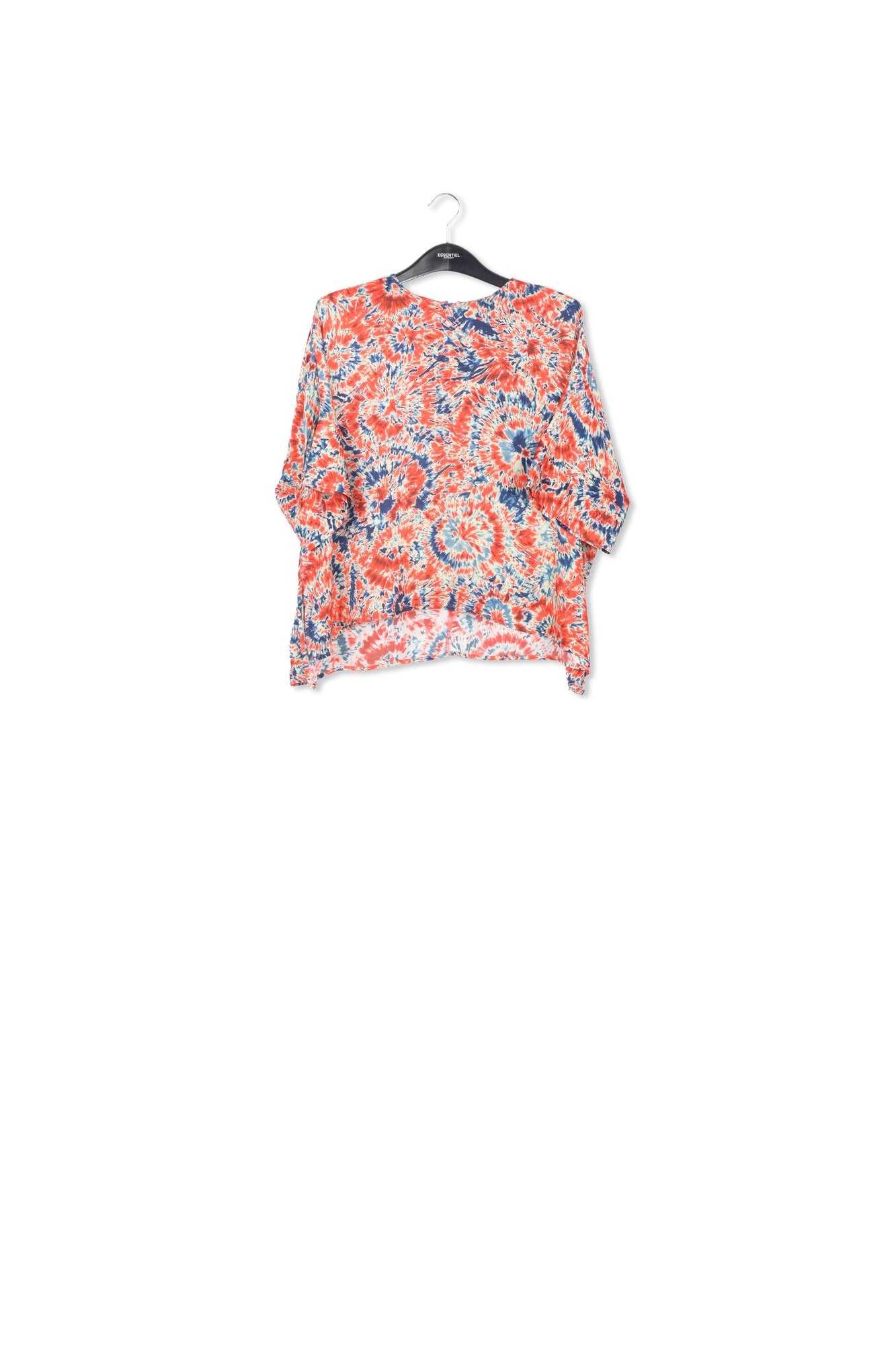 Red and blue tie-dye printed oversized top RE—SSENTIEL | Essentiel second hand