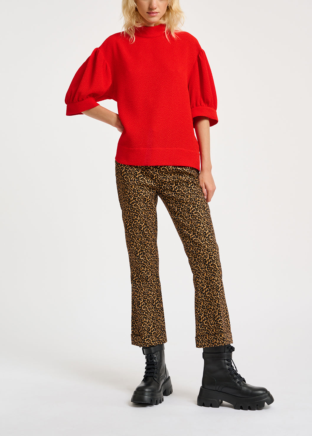 Red top with puffed sleeves RE—SSENTIEL | Essentiel second hand
