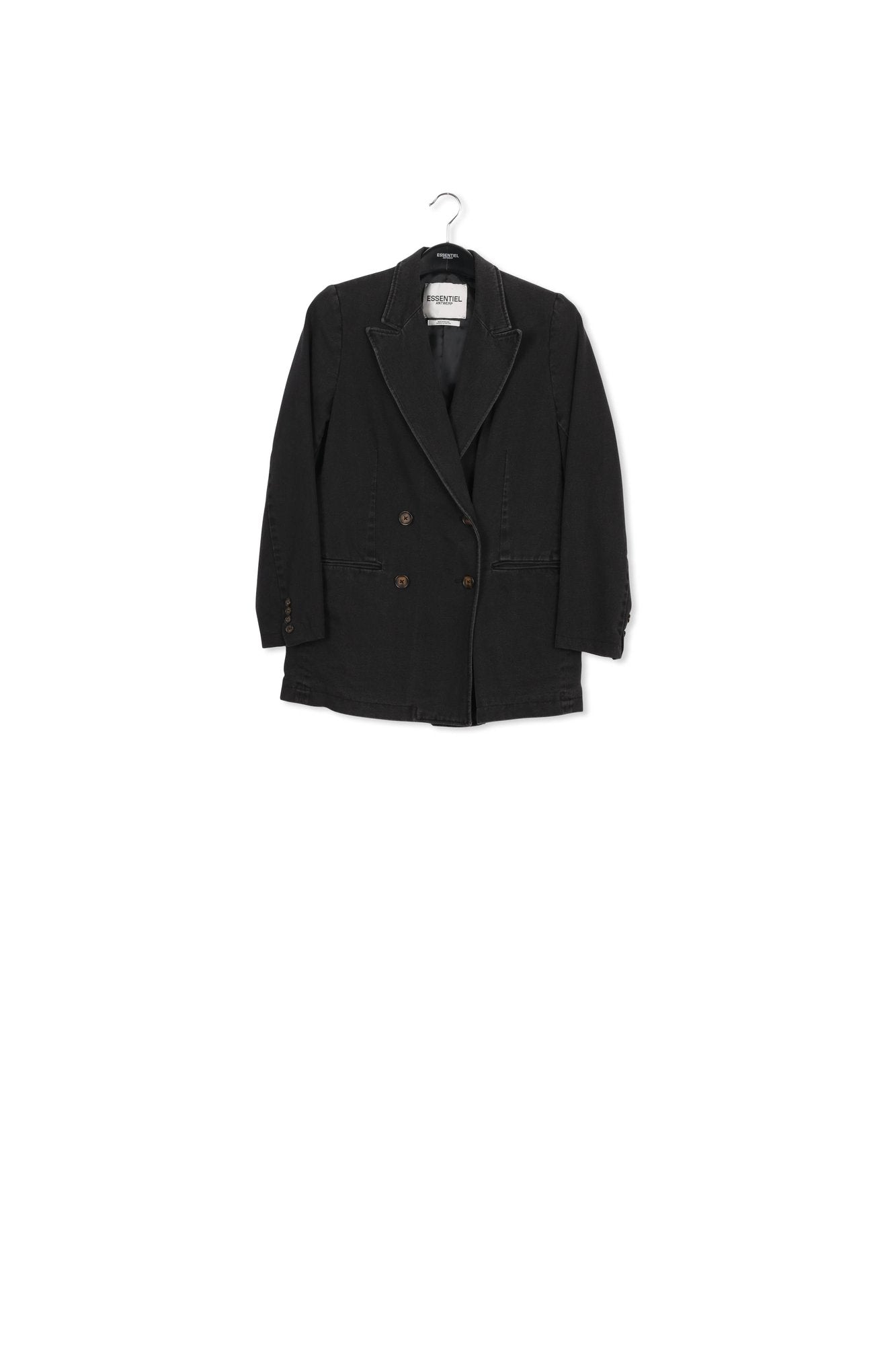 Veste noire croisée en jean RE—SSENTIEL | Essentiel second hand