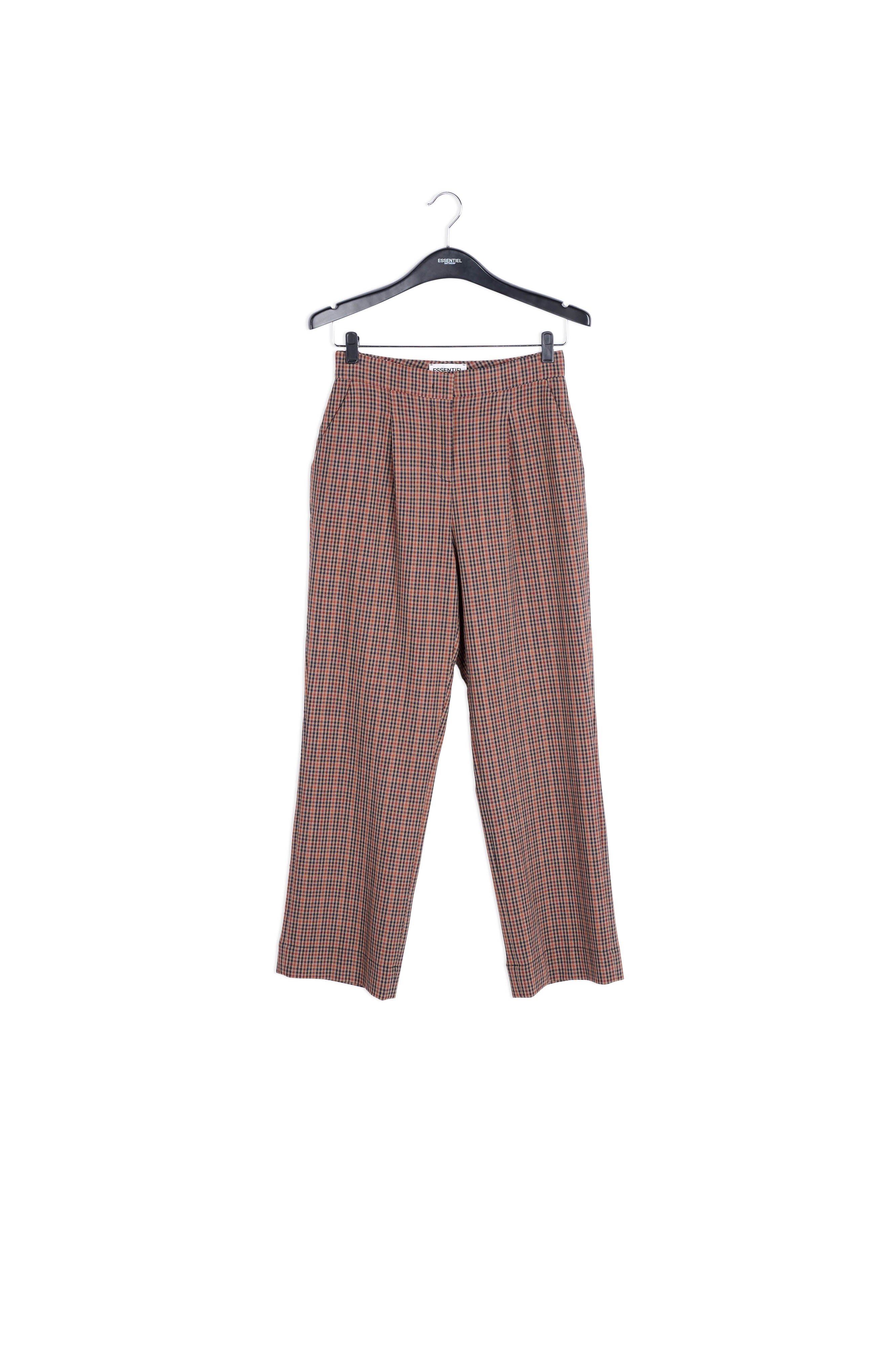 Pantalon à carreaux beige, rouges et bleu foncé RE—SSENTIEL | Essentiel second hand