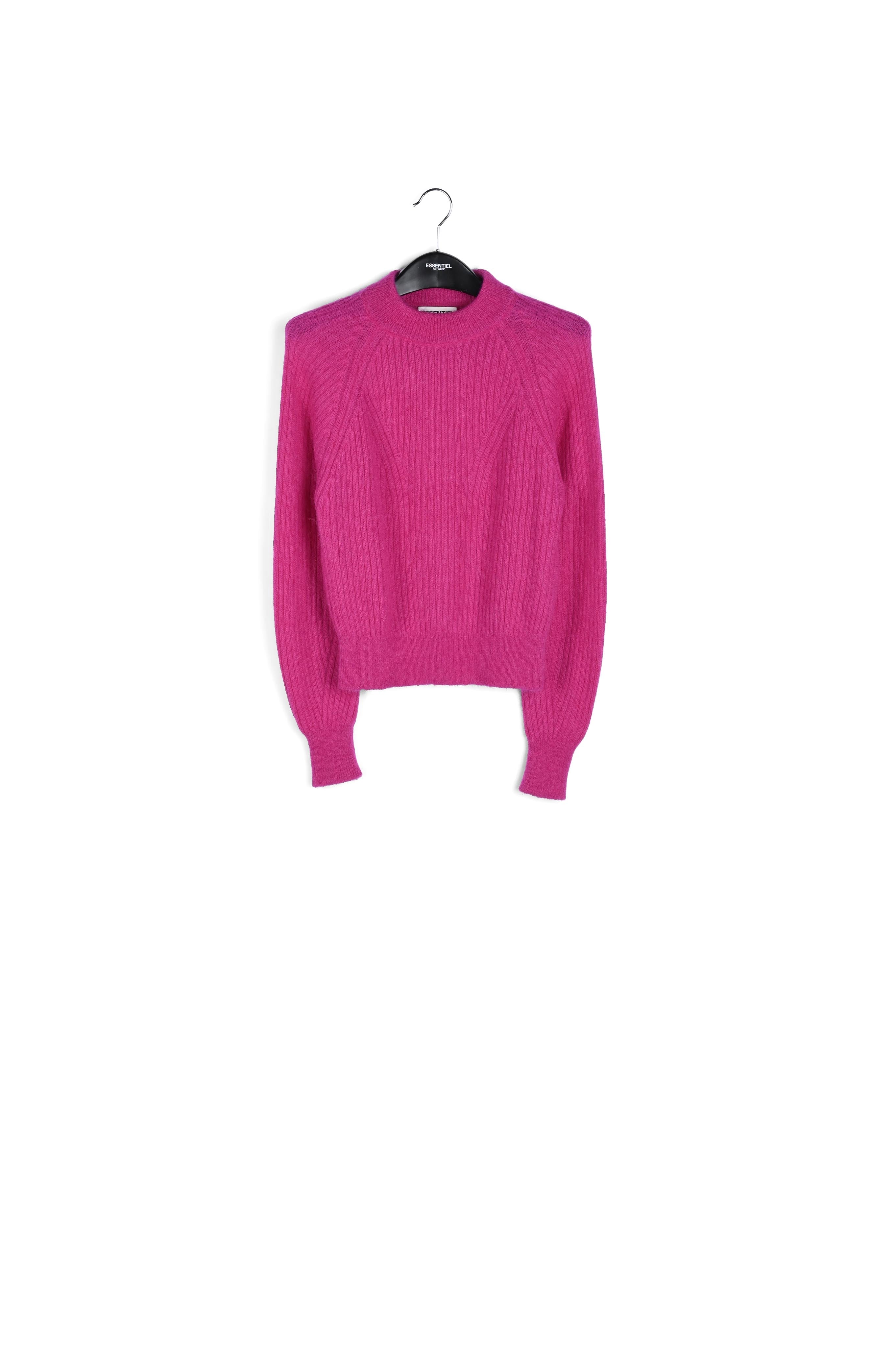 Fuchsia fitted knit sweater RE—SSENTIEL | Essentiel second hand