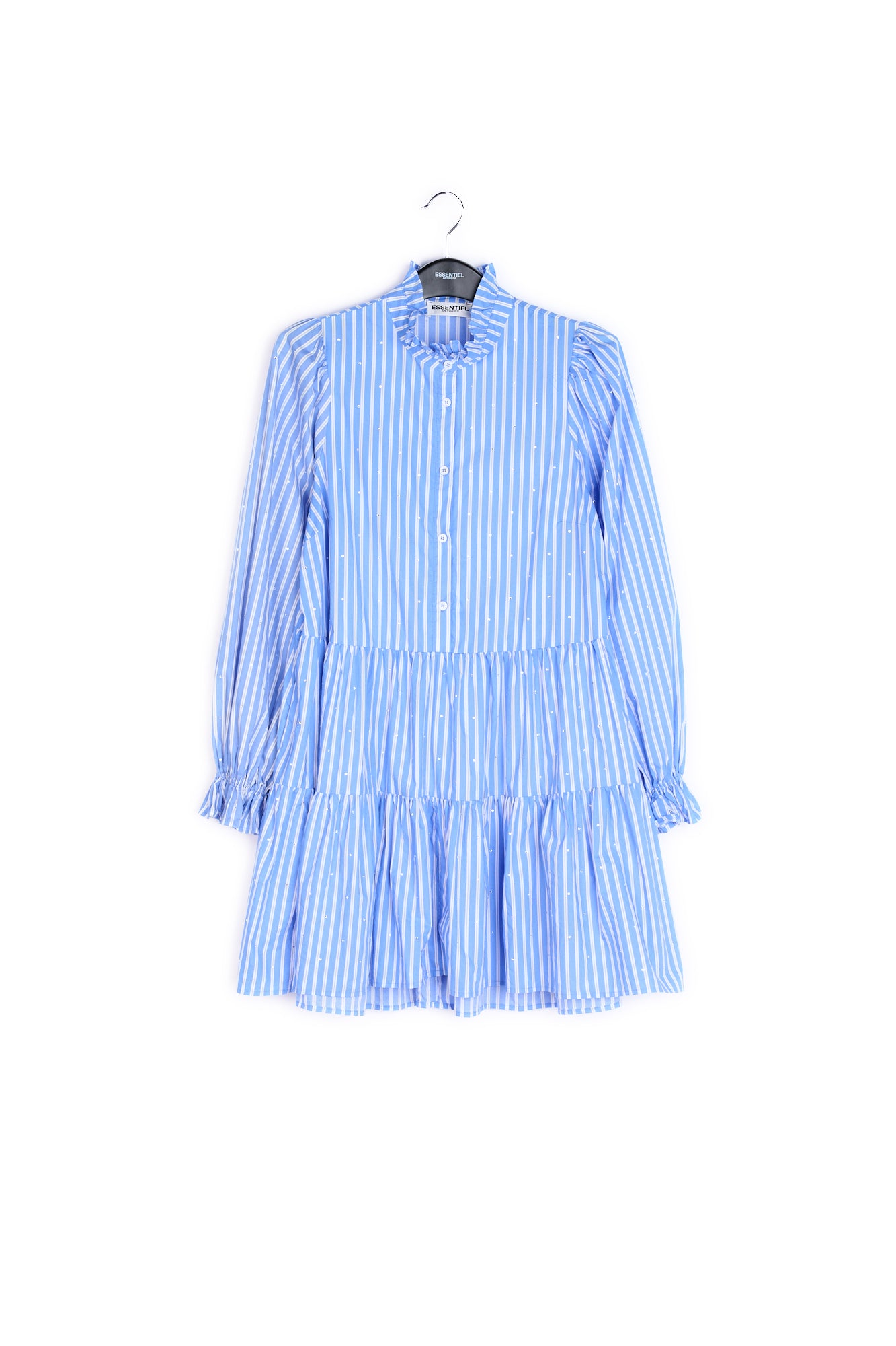 Light blue striped cotton-poplin mini dress RE—SSENTIEL | Essentiel second hand