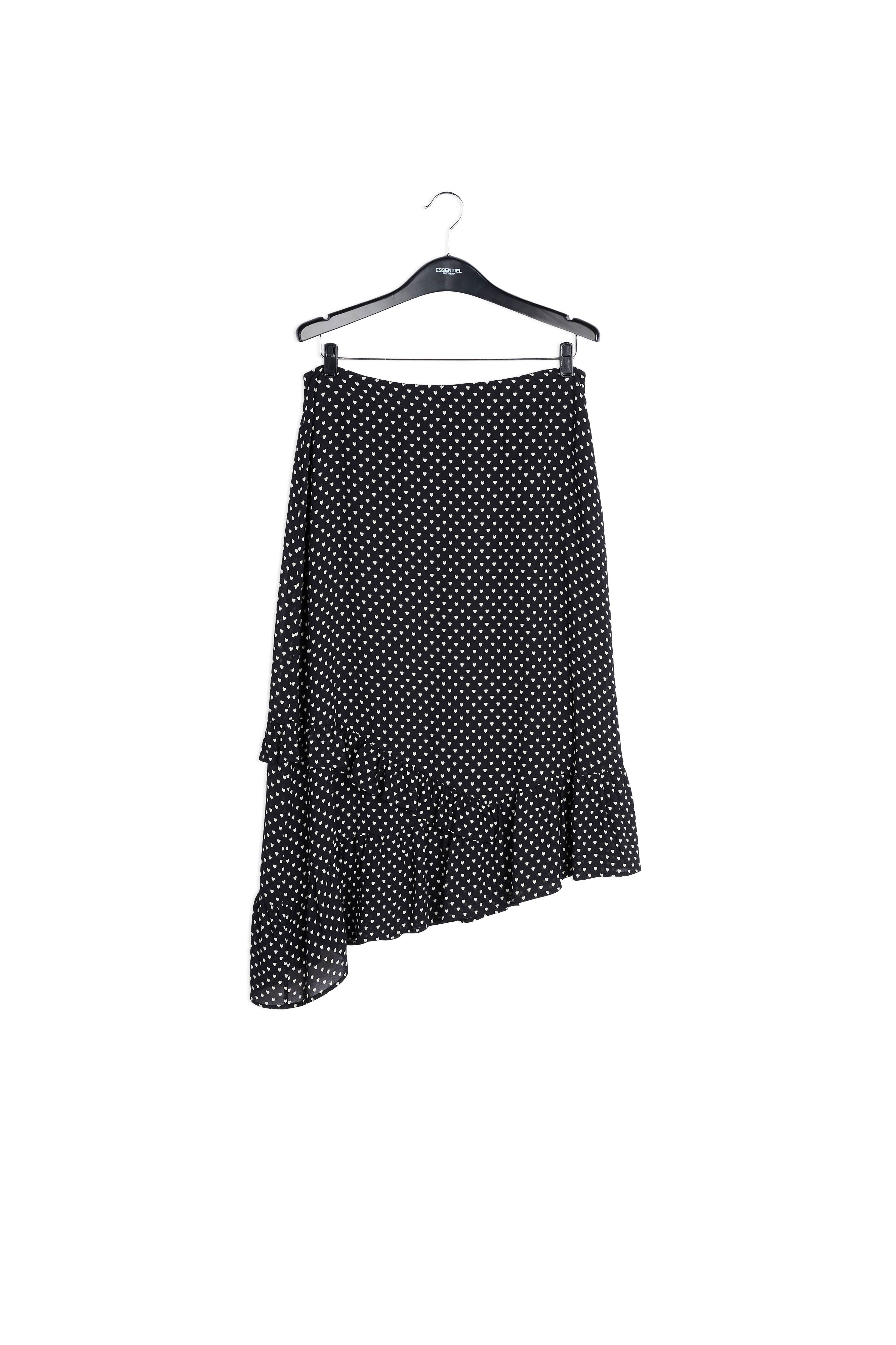 Jupe noire ruchée à imprimé cœurs RE—SSENTIEL | Essentiel second hand