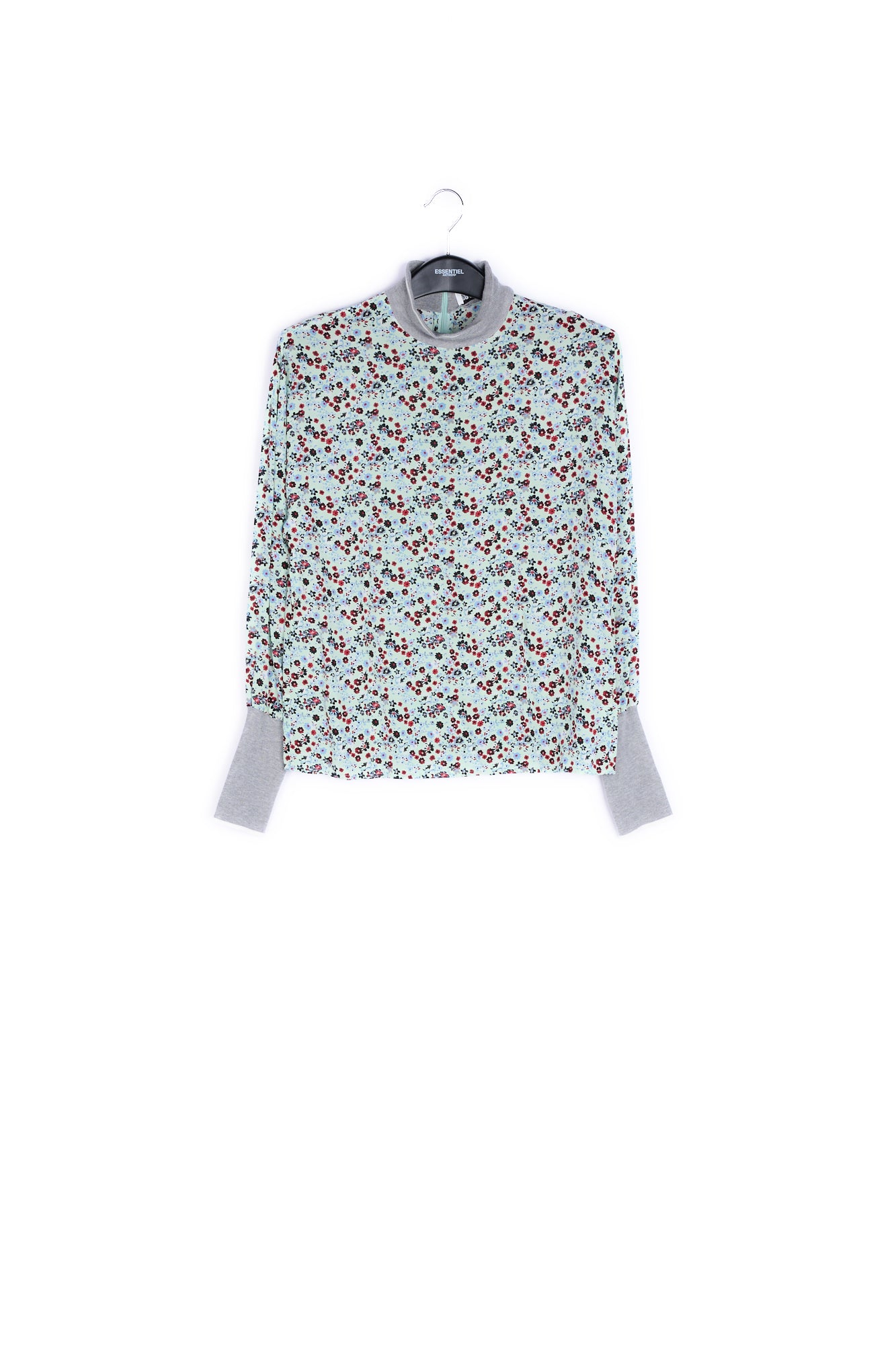 Top vert menthe à fleurs avec bords contrastants RE—SSENTIEL | Essentiel second hand
