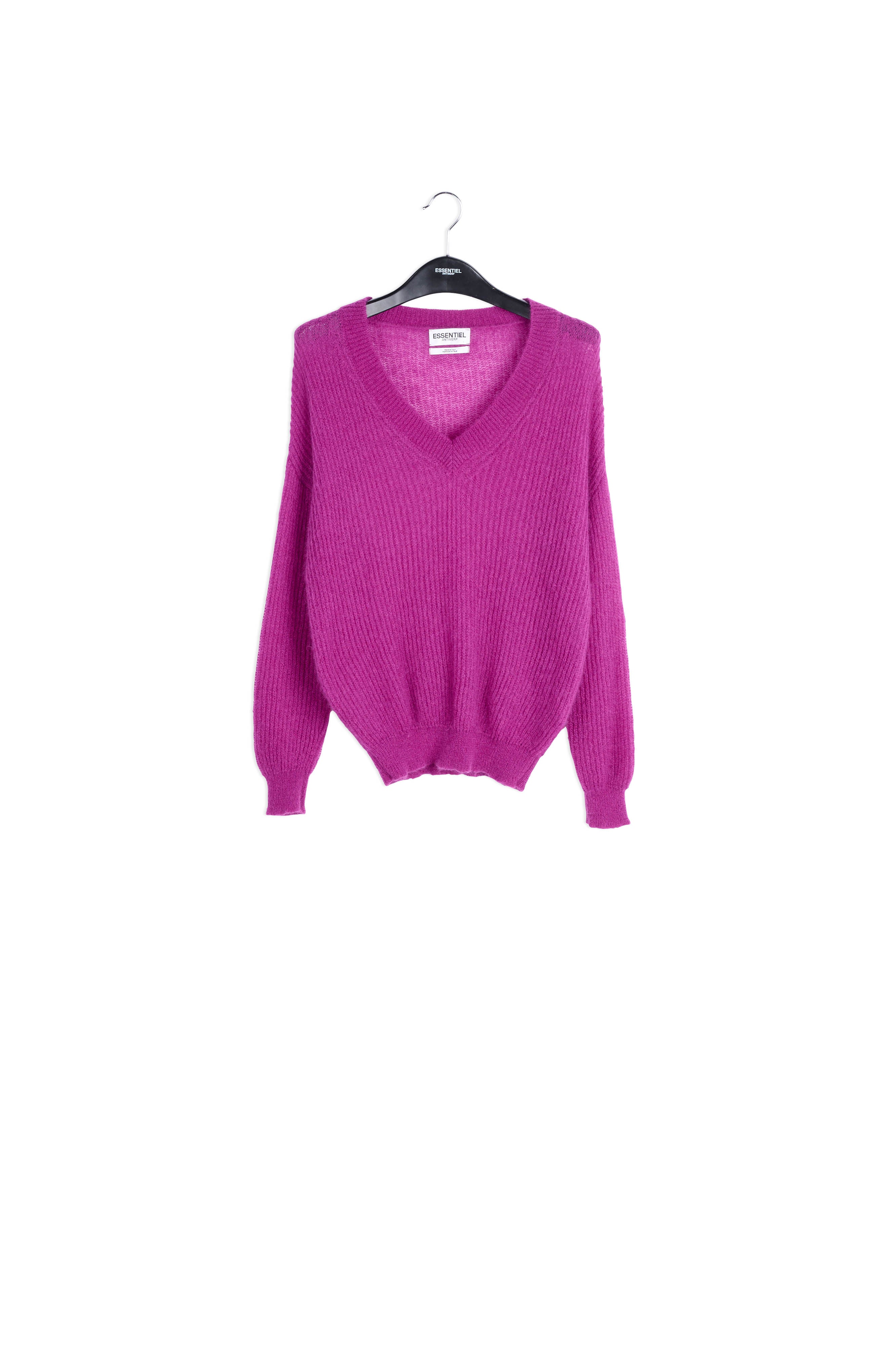 Purple mohair blend v-neck sweater RE—SSENTIEL | Essentiel second hand