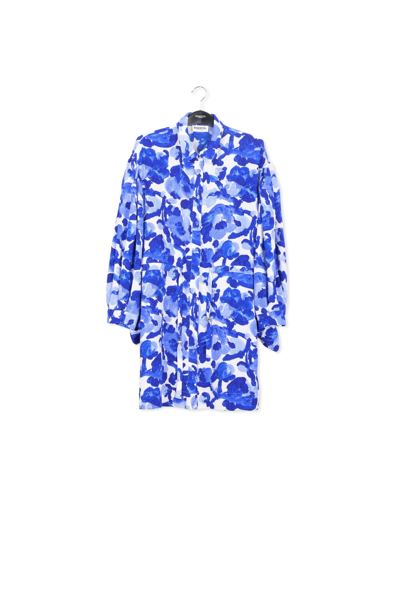 White and blue floral print mini dress RE—SSENTIEL | Essentiel second hand