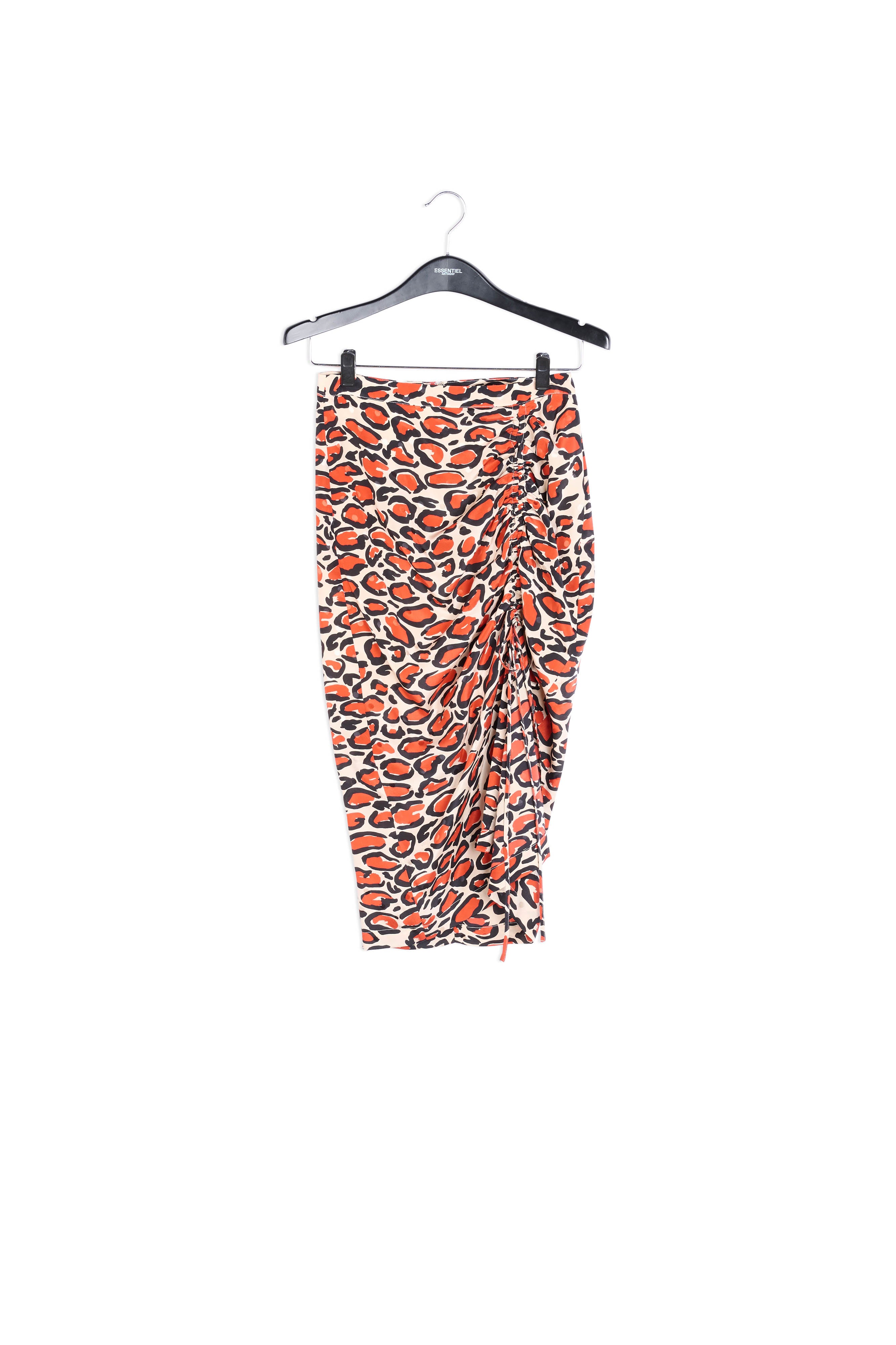 Gebroken witte zijden kokerrok met luipaardprint RE—SSENTIEL | Essentiel second hand