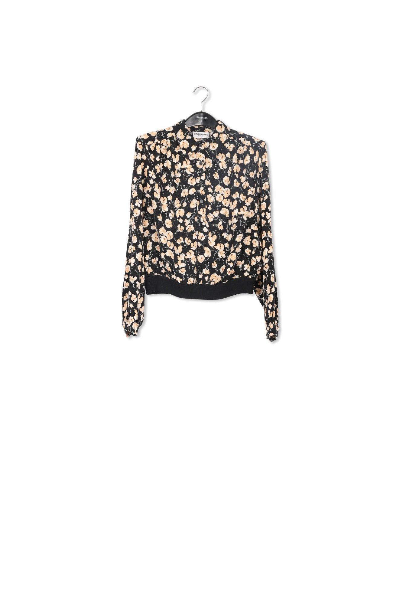 Zwart polo met bloemenprint RE—SSENTIEL | Essentiel second hand