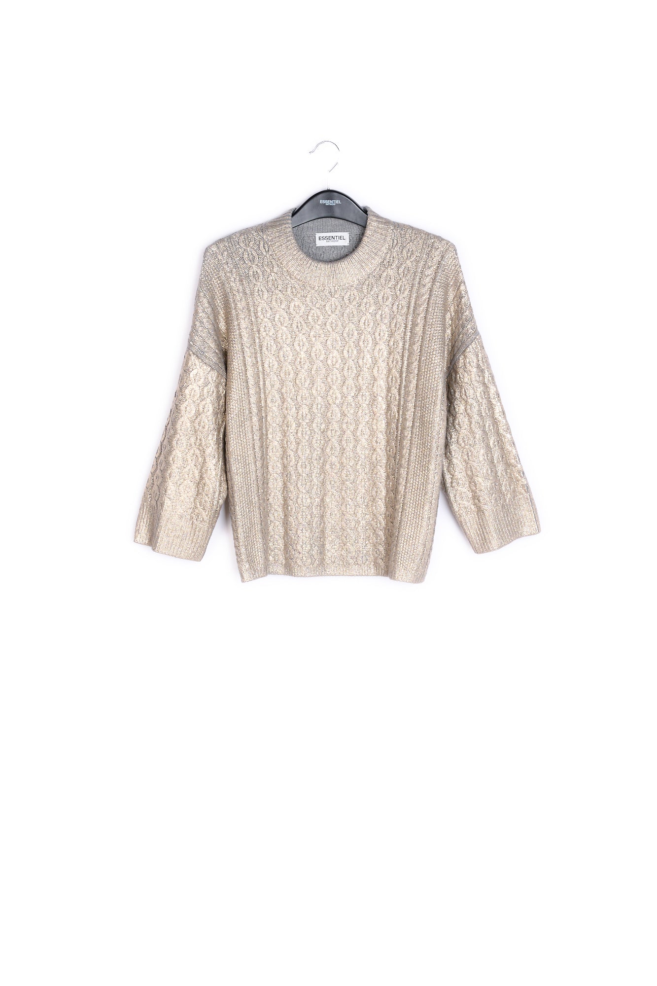 Gold metallic cable-knit sweater RE—SSENTIEL | Essentiel second hand