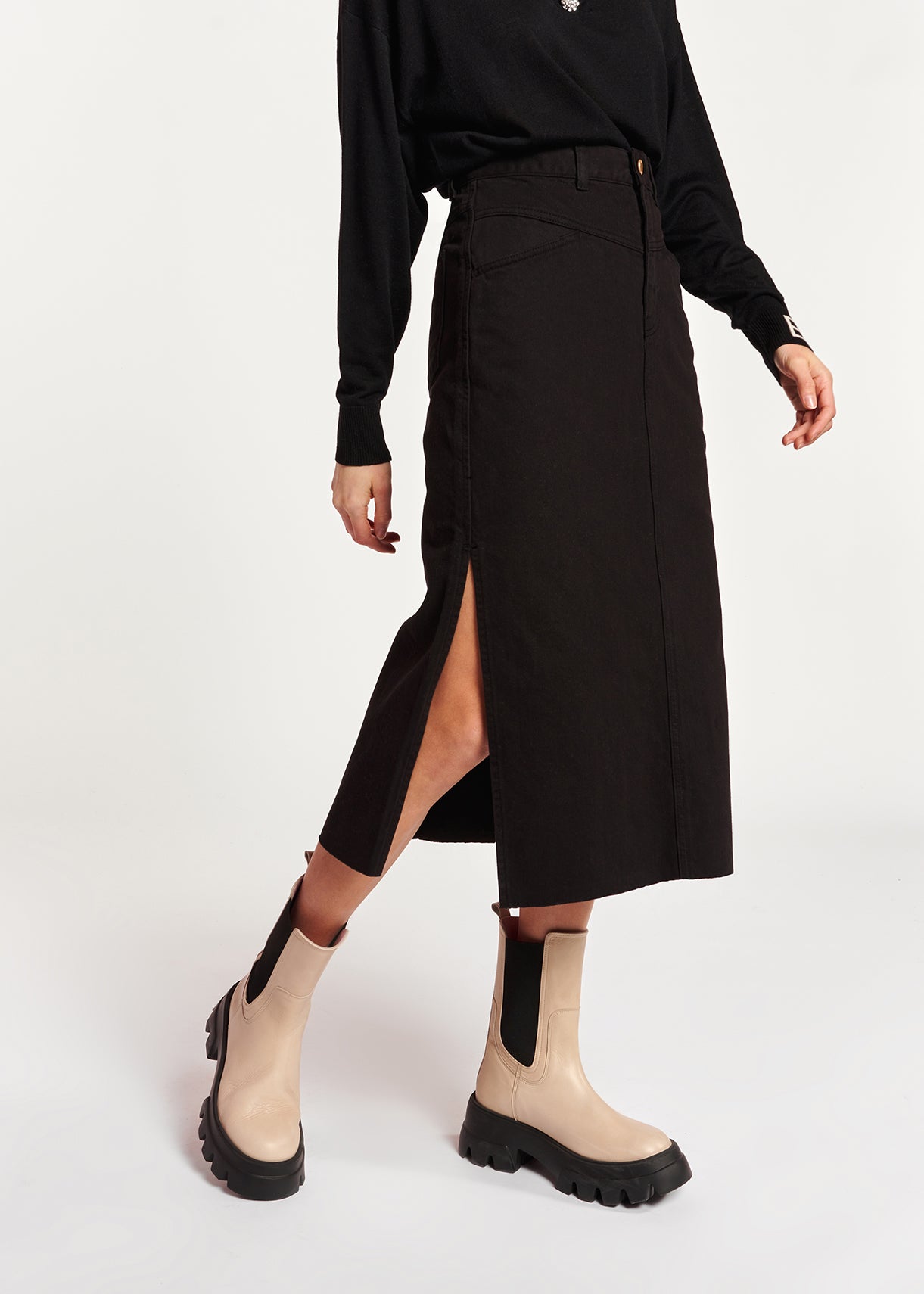 Black high-waisted pencil skirt RE—SSENTIEL | Essentiel second hand