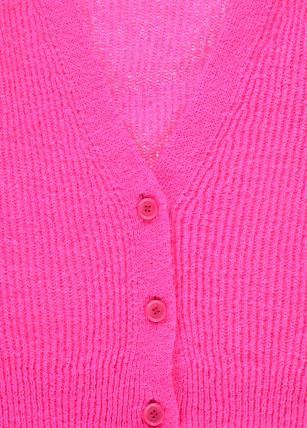 Knitted ribbed cardigan in fuchsia with mohair RE—SSENTIEL | Essentiel second hand
