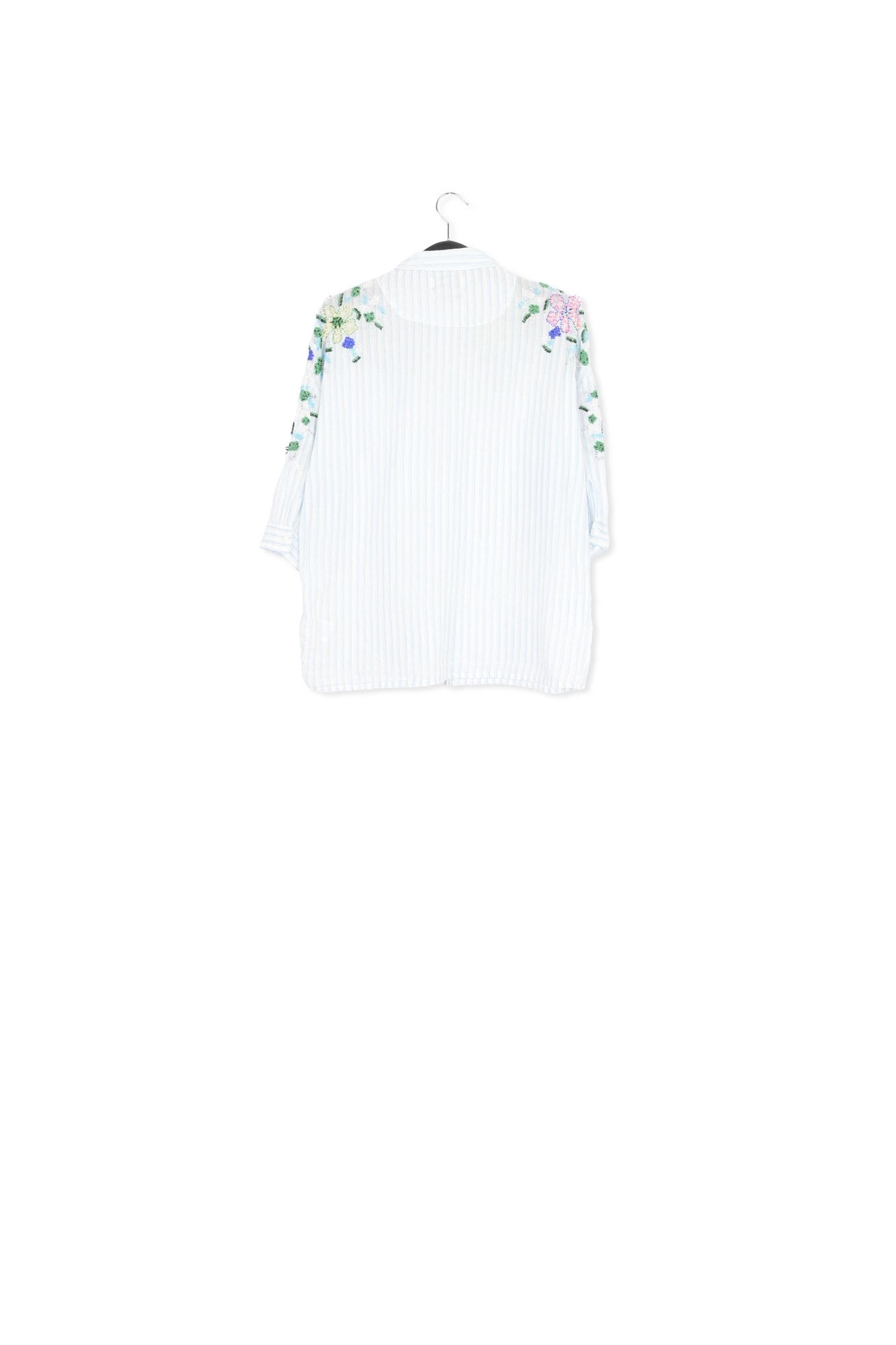 Light blue and off-white striped beaded cotton shirt RE—SSENTIEL | Essentiel second hand
