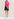 Pull maille côtelée rose aux manchettes rayées fluo Faume - seconde main
