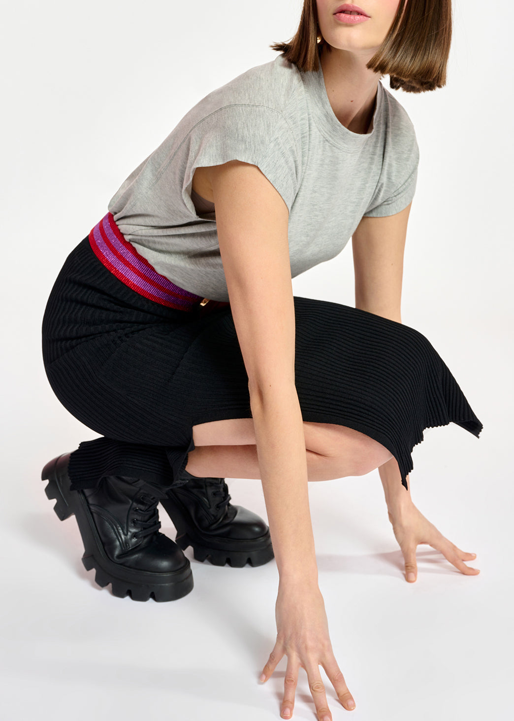 Grey cap-sleeve T-shirt RE—SSENTIEL | Essentiel second hand