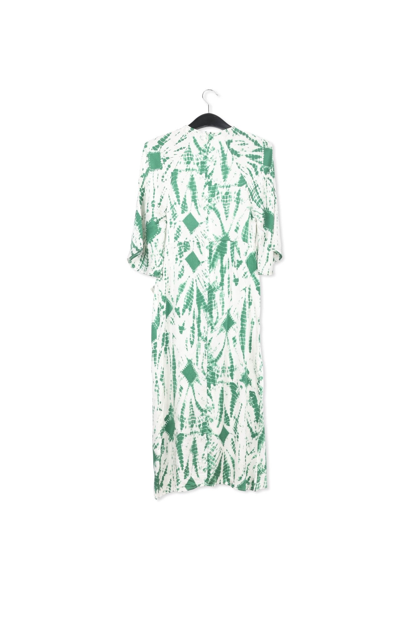 Off-white and green tie-dyed silk midi dress RE—SSENTIEL | Essentiel second hand