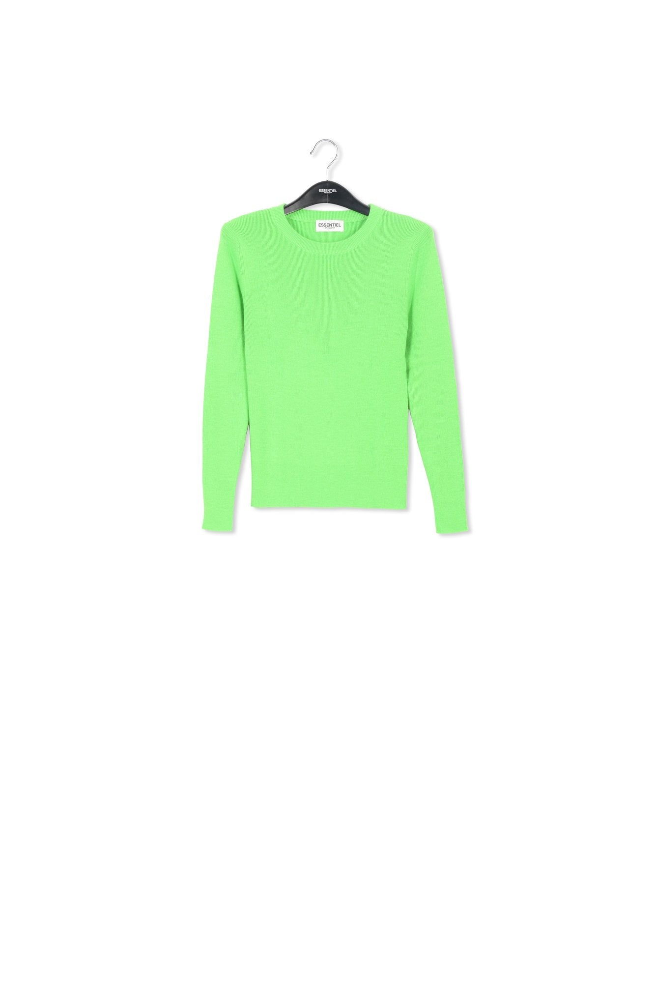 Pull vert fluo en tricot côtelé RE—SSENTIEL | Essentiel second hand