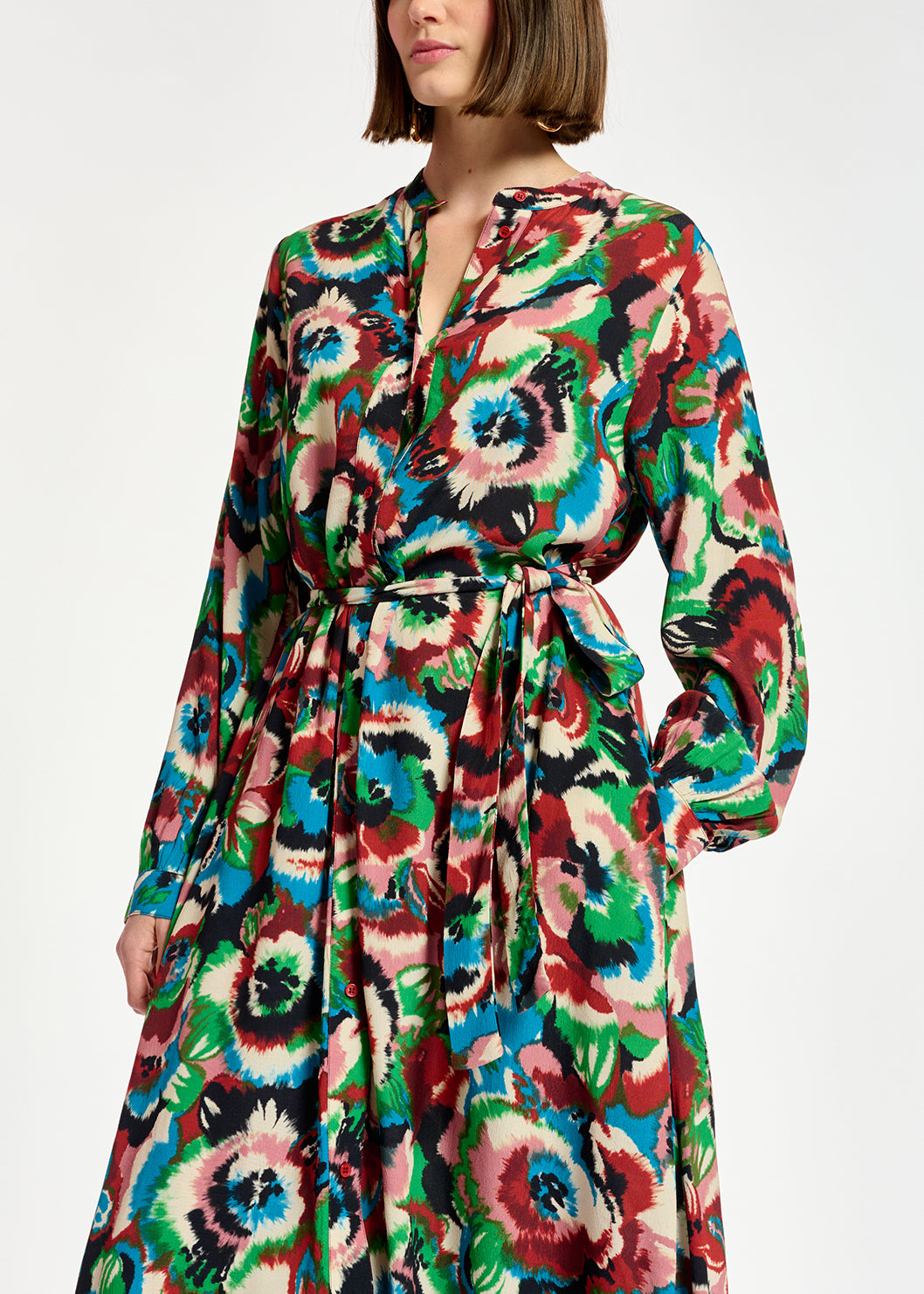 Multicolor floral-print shirt dress RE—SSENTIEL | Essentiel second hand
