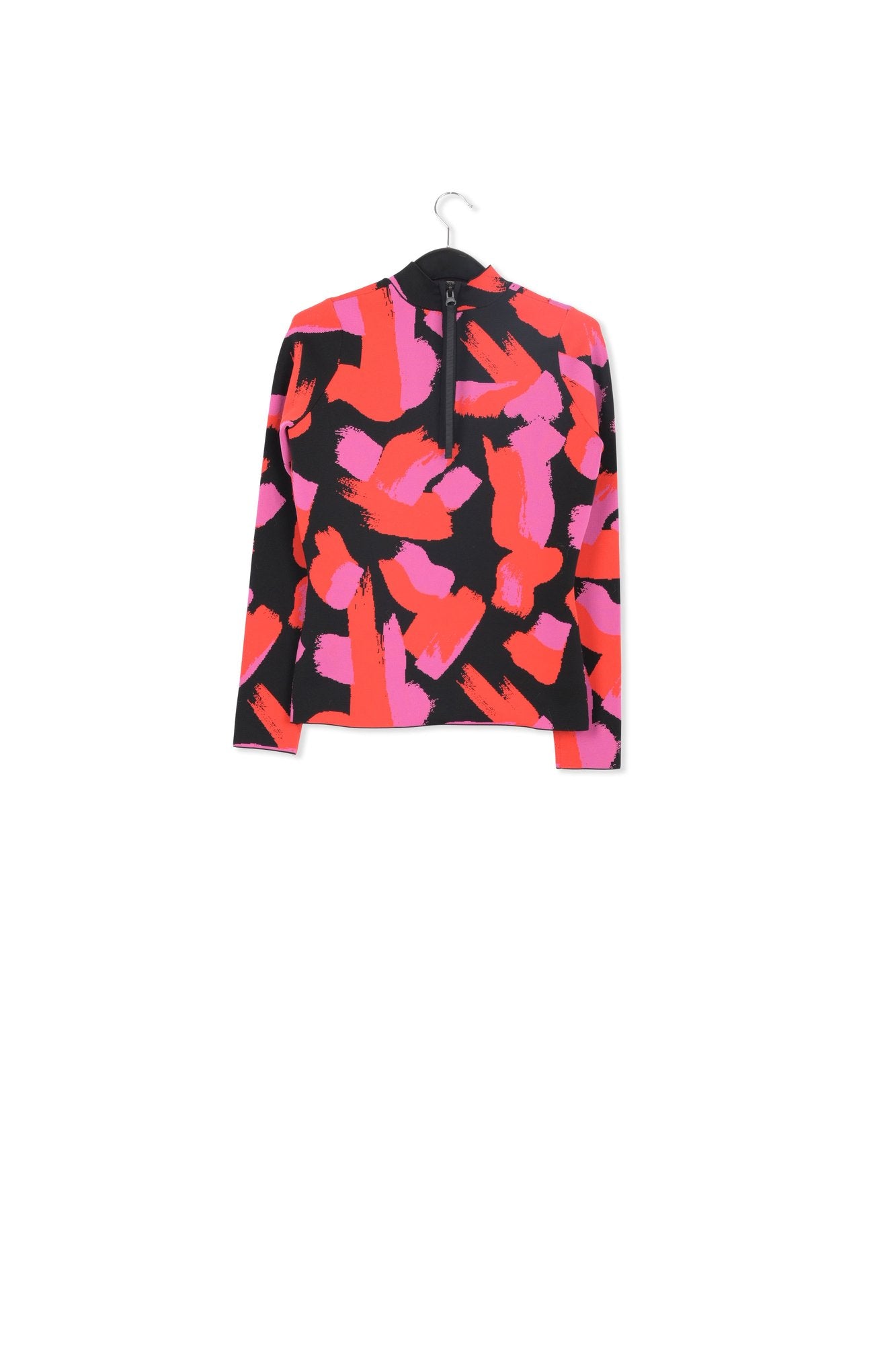 Pull en tricot jacquard noir, rouge et fuchsia RE—SSENTIEL | Essentiel second hand