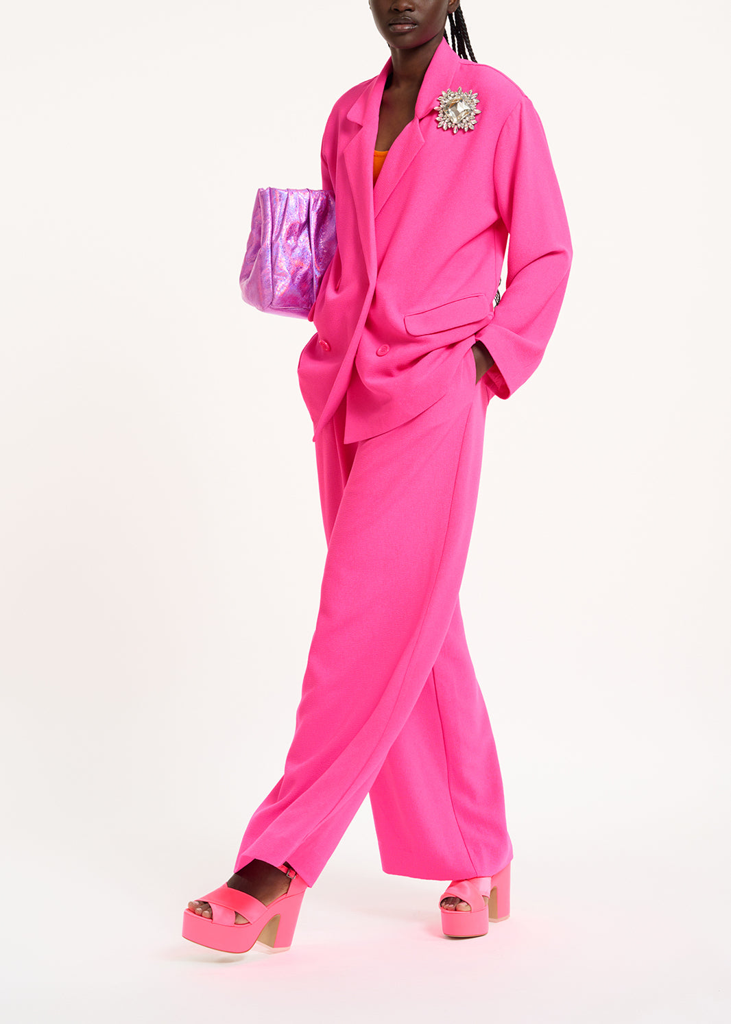 Fuchsia double-breasted blazer RE—SSENTIEL | Essentiel second hand