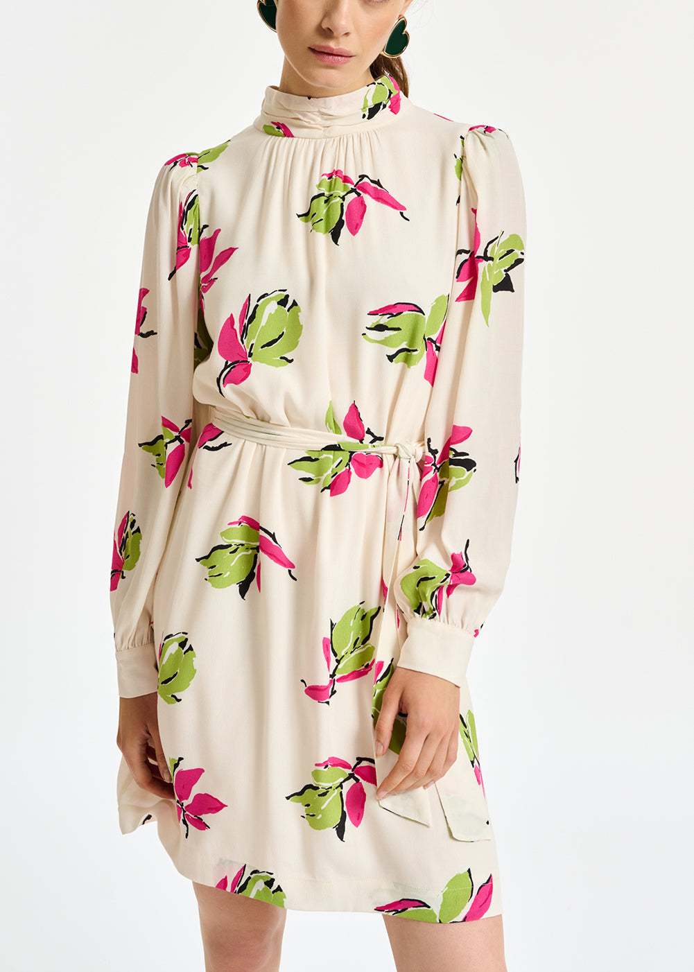 Off-white floral-printed mini dress RE—SSENTIEL | Essentiel second hand